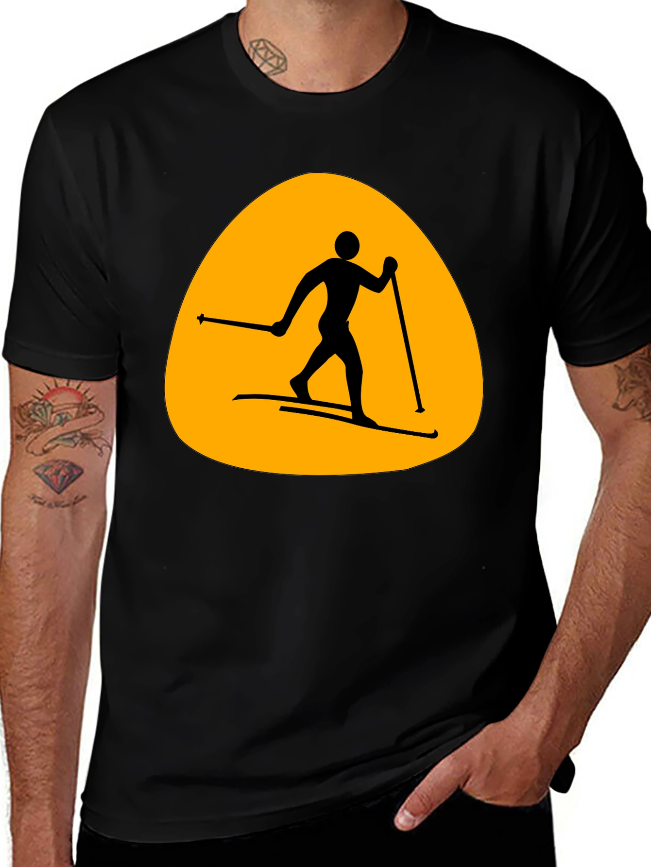 Variant 9 of Ski Silhouette T-Shirt - Men's Black Tee