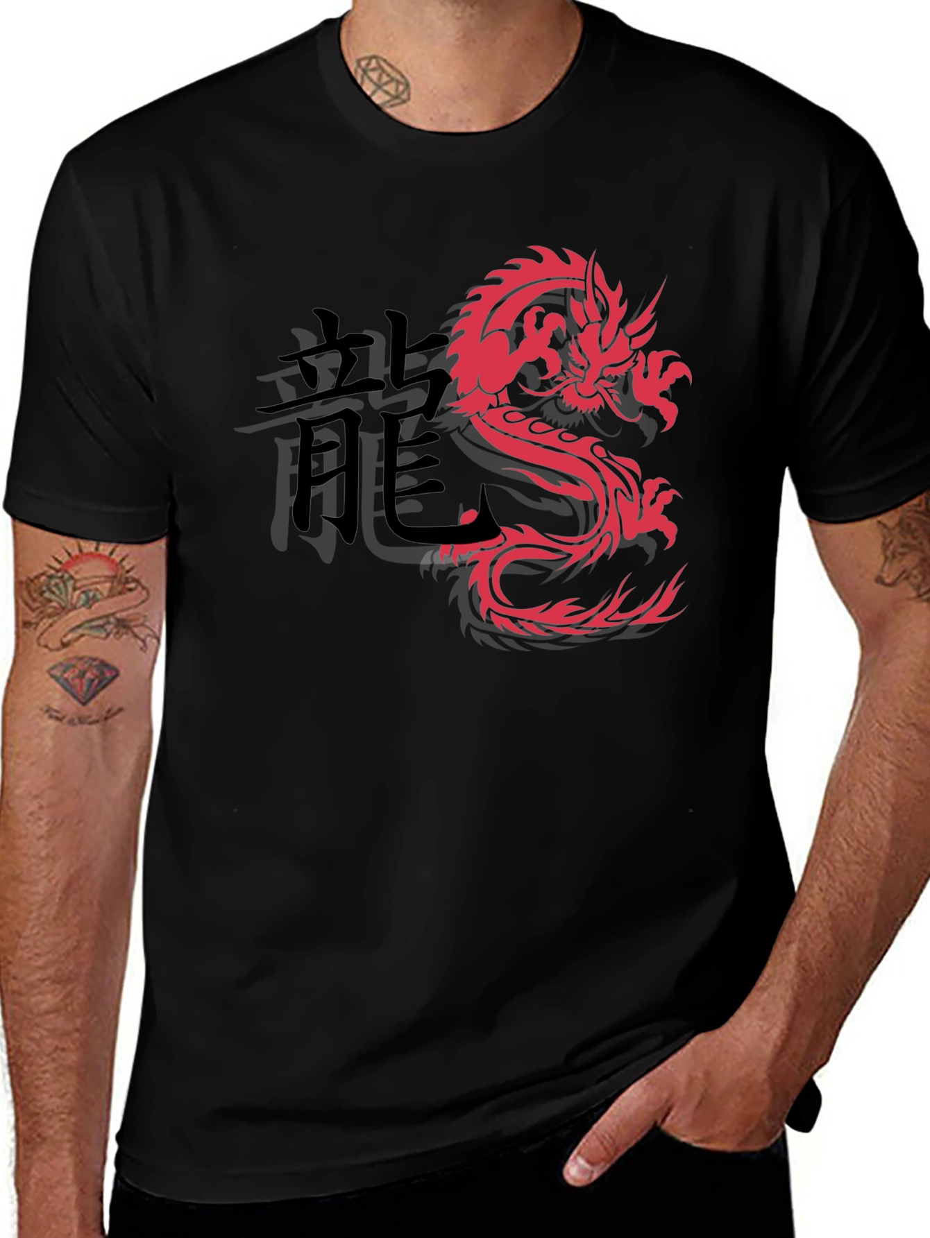 Variant 7 of Red Dragon Graphic Black T-Shirt