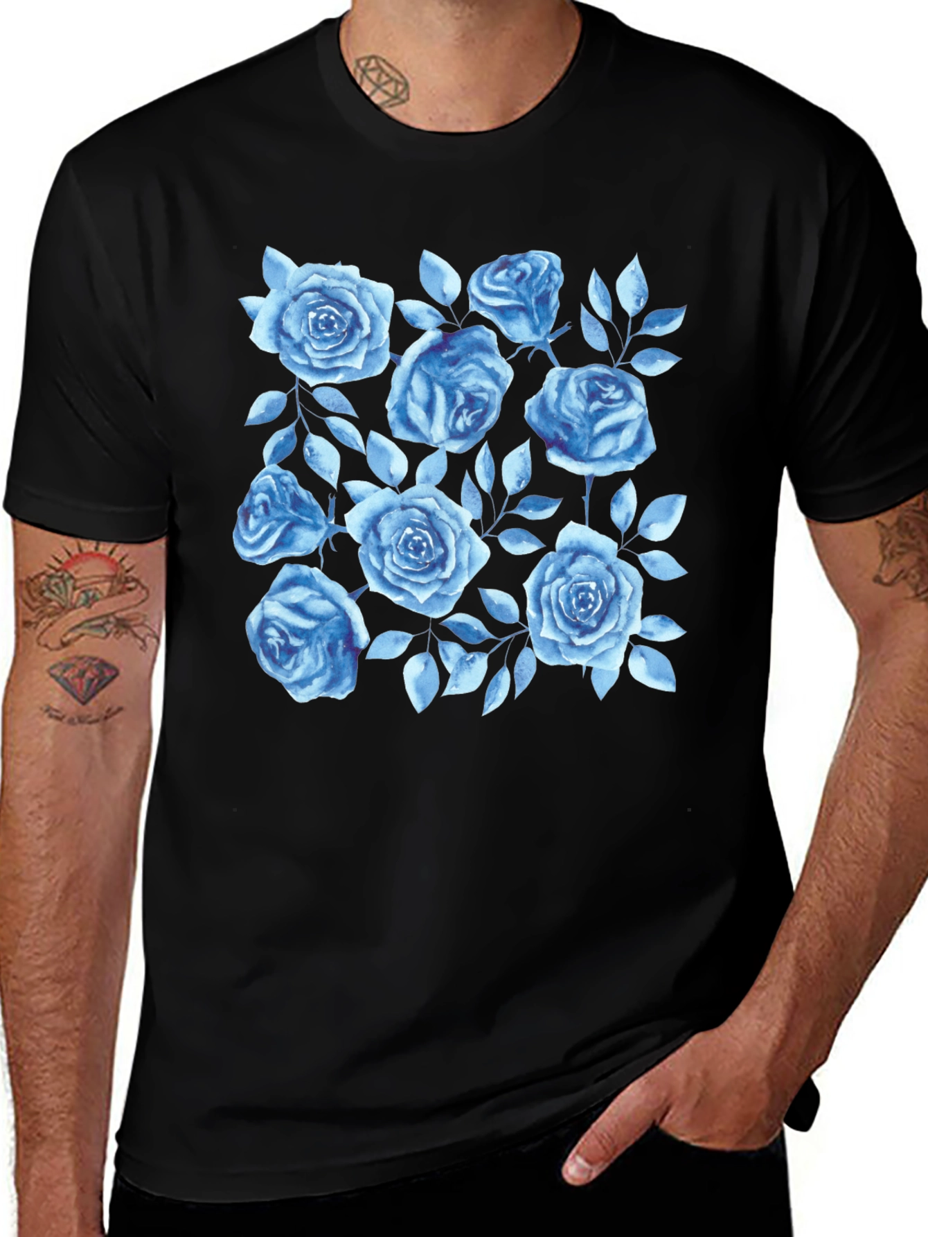 Variant 25 of Blue Roses Graphic T-Shirt - Floral Print
