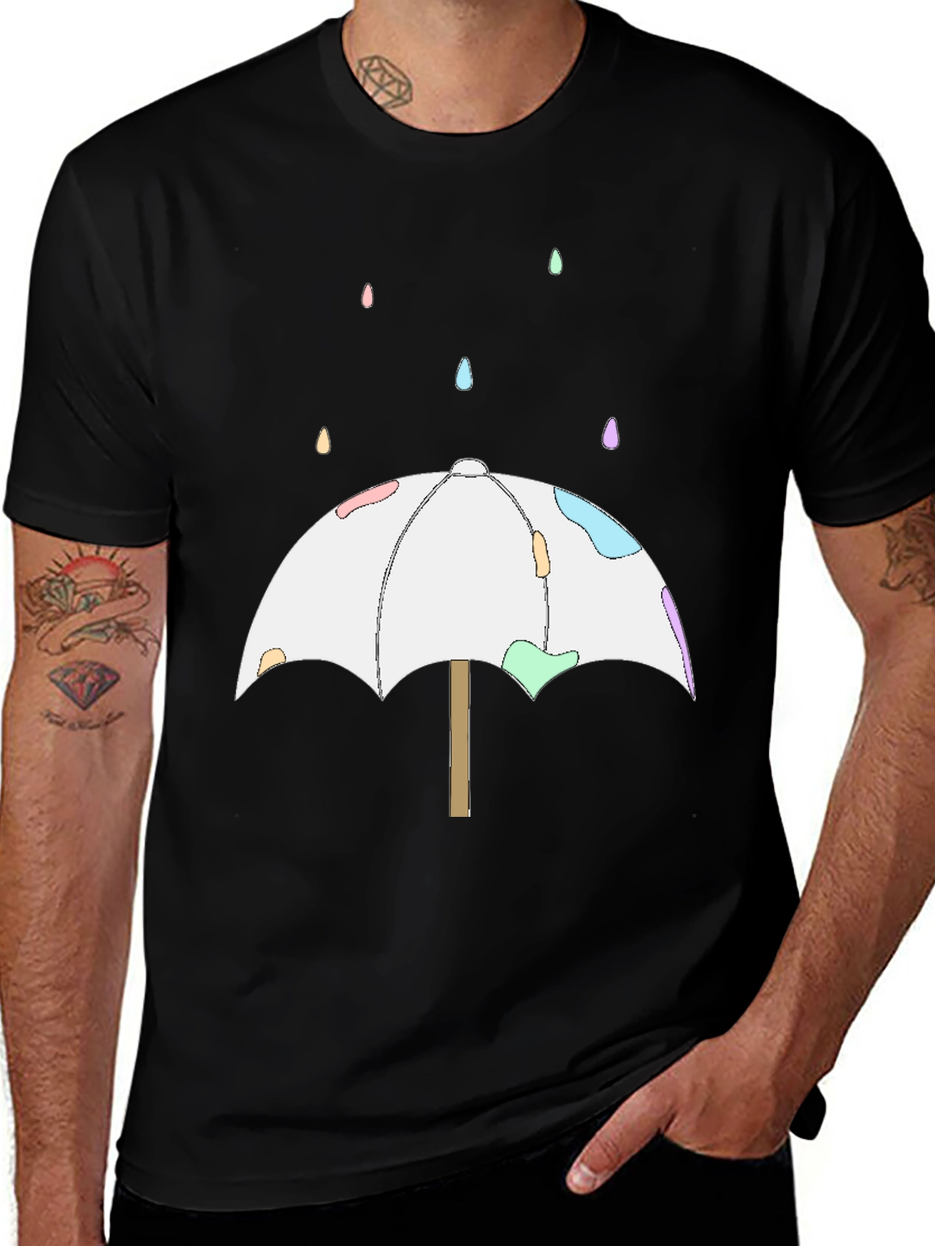 Black Cute Umbrella T-Shirt - Black main image