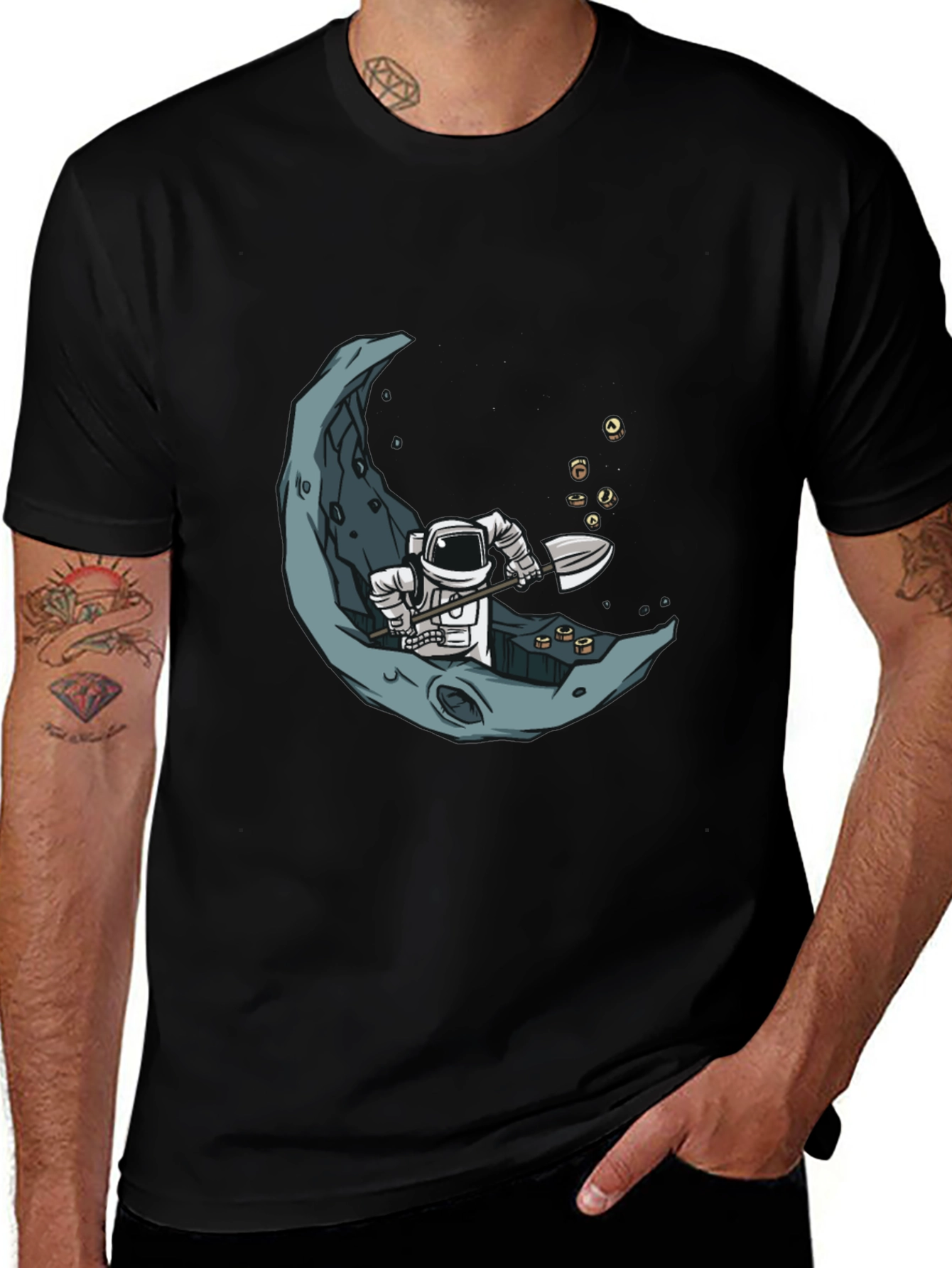 Astronaut Moon Mining Black T-Shirt