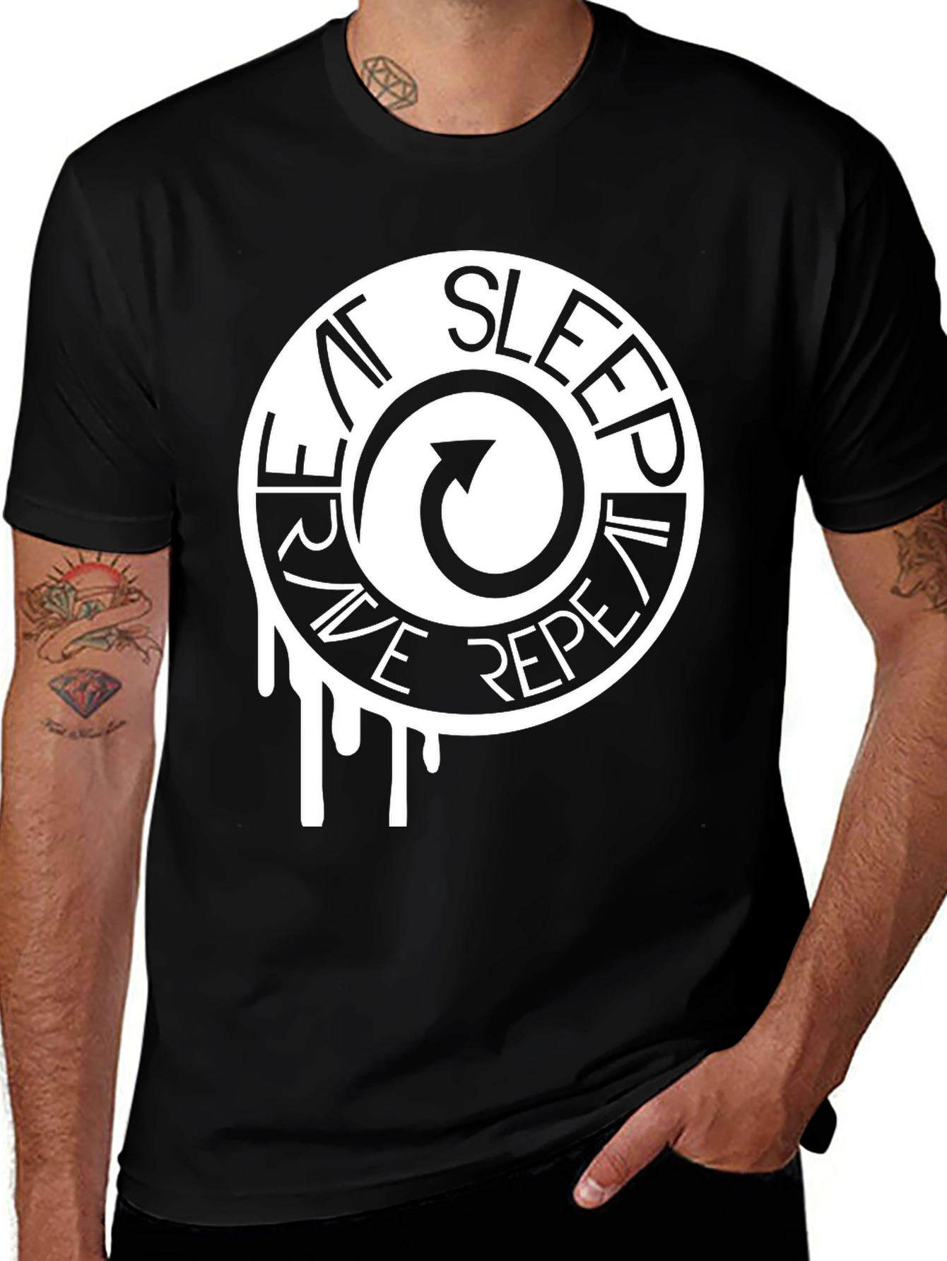Variant 26 of Eat Sleep Rave Repeat Black T-Shirt