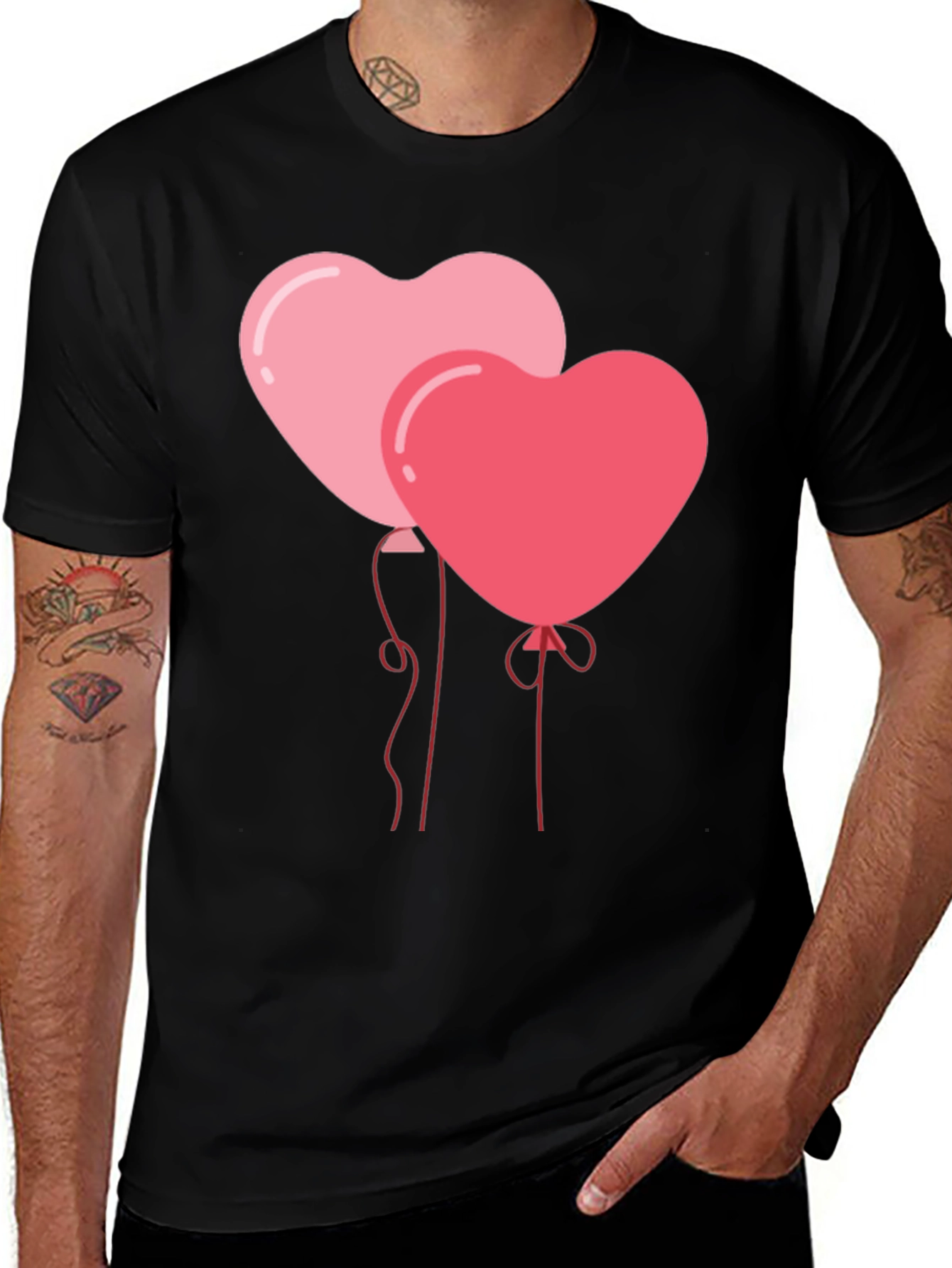 Variant 24 of Heart Balloon Graphic Tee - Black