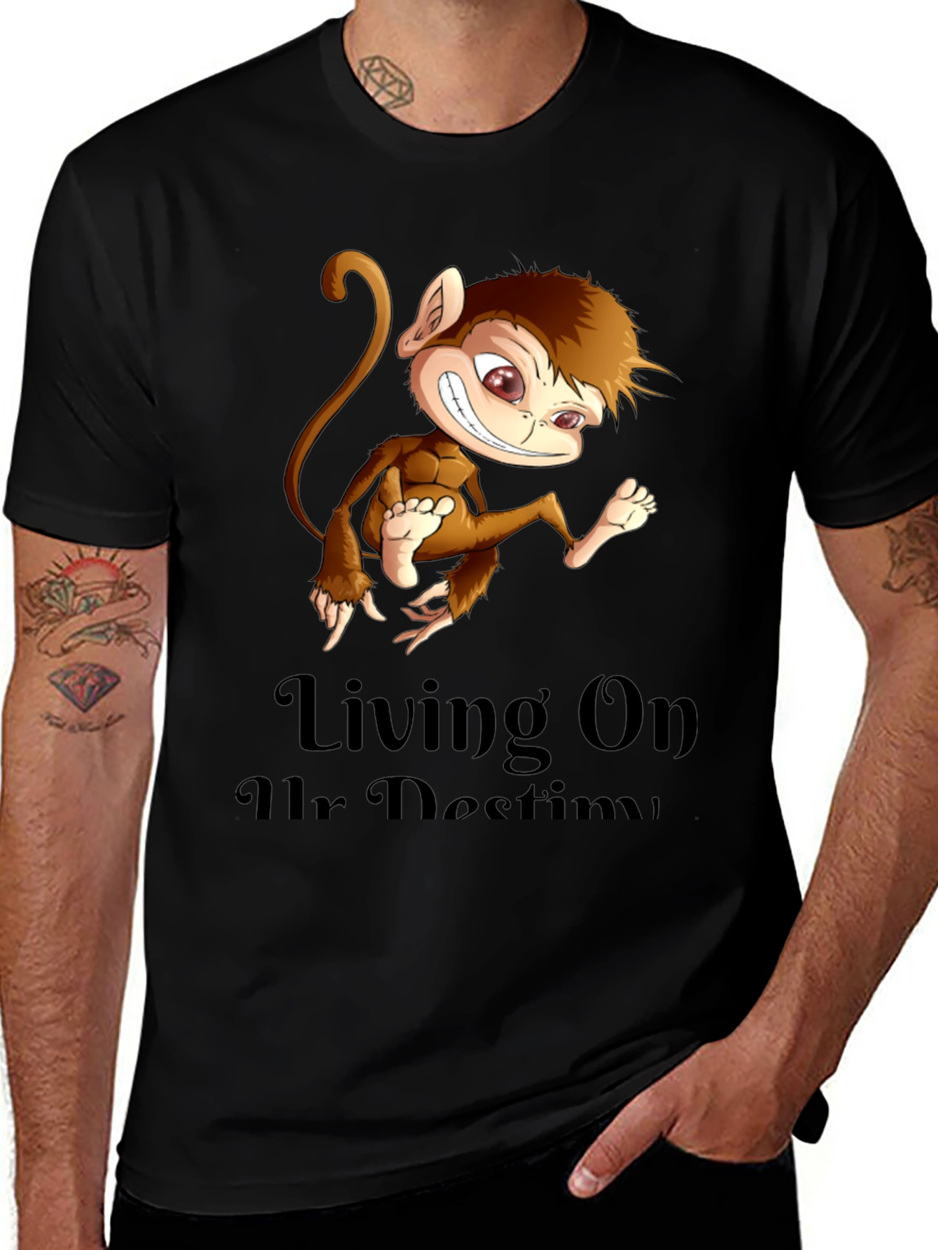 Variant 27 of Monkey Graphic Tee - Living On Ur Destiny T-Shirt