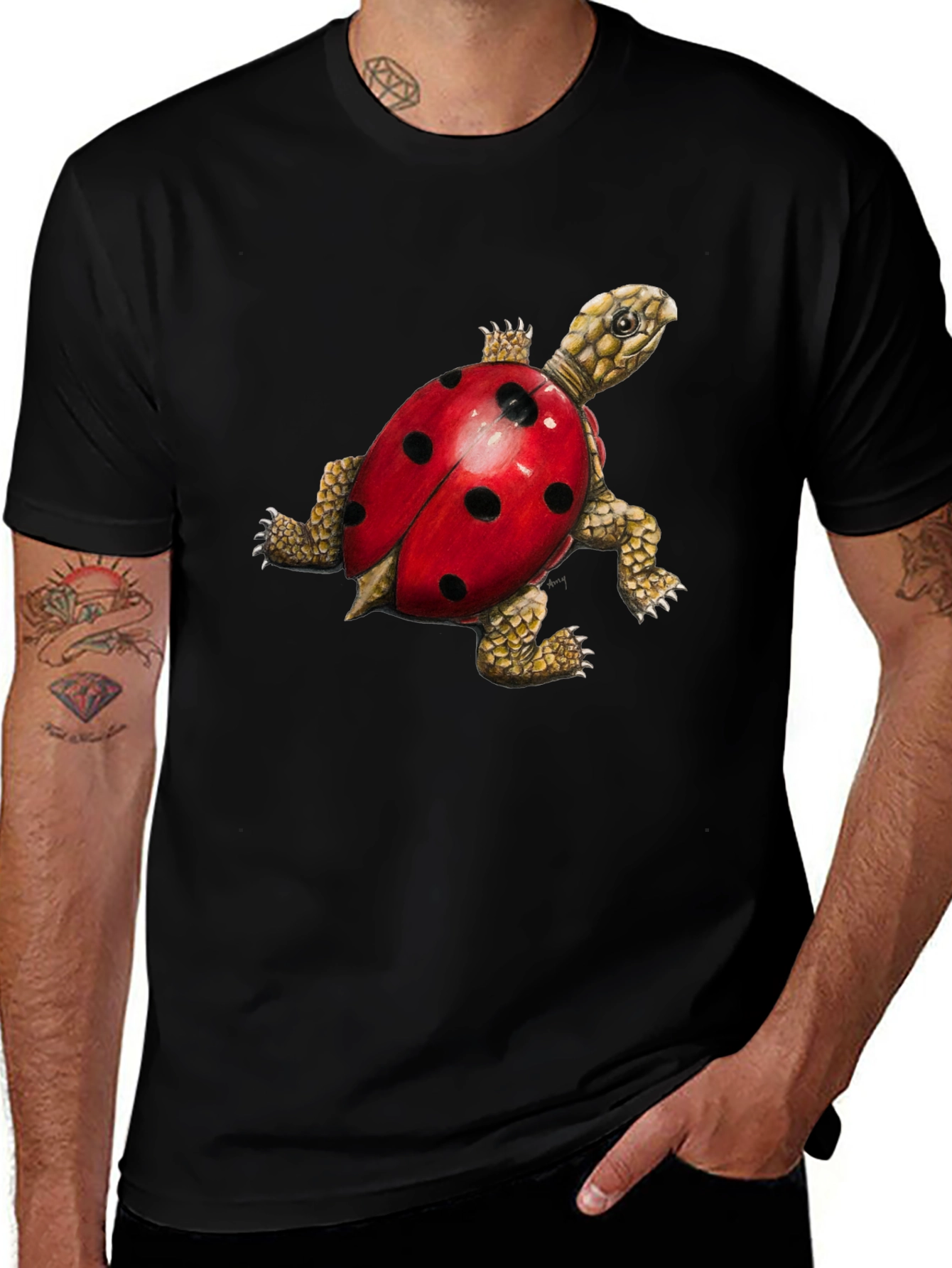 Variant 23 of Turtle Ladybug Black Graphic Tee