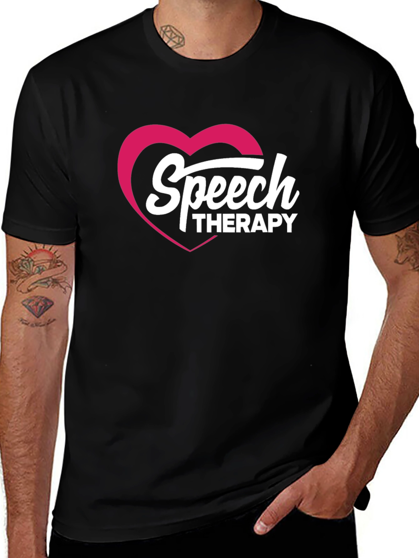 Speech Therapy Heart Graphic Tee - Black