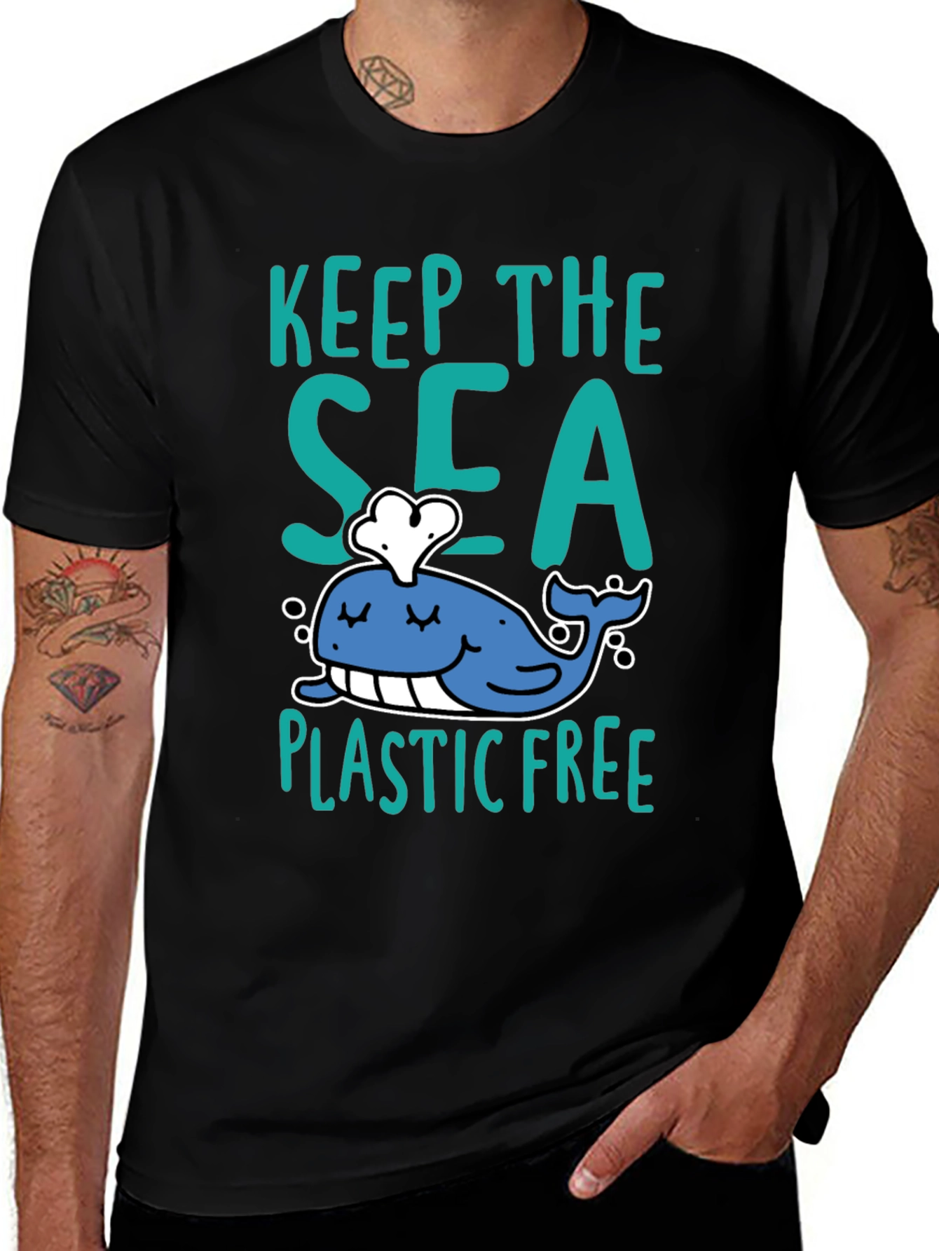 Keep The Sea Plastic Free Black T-Shirt