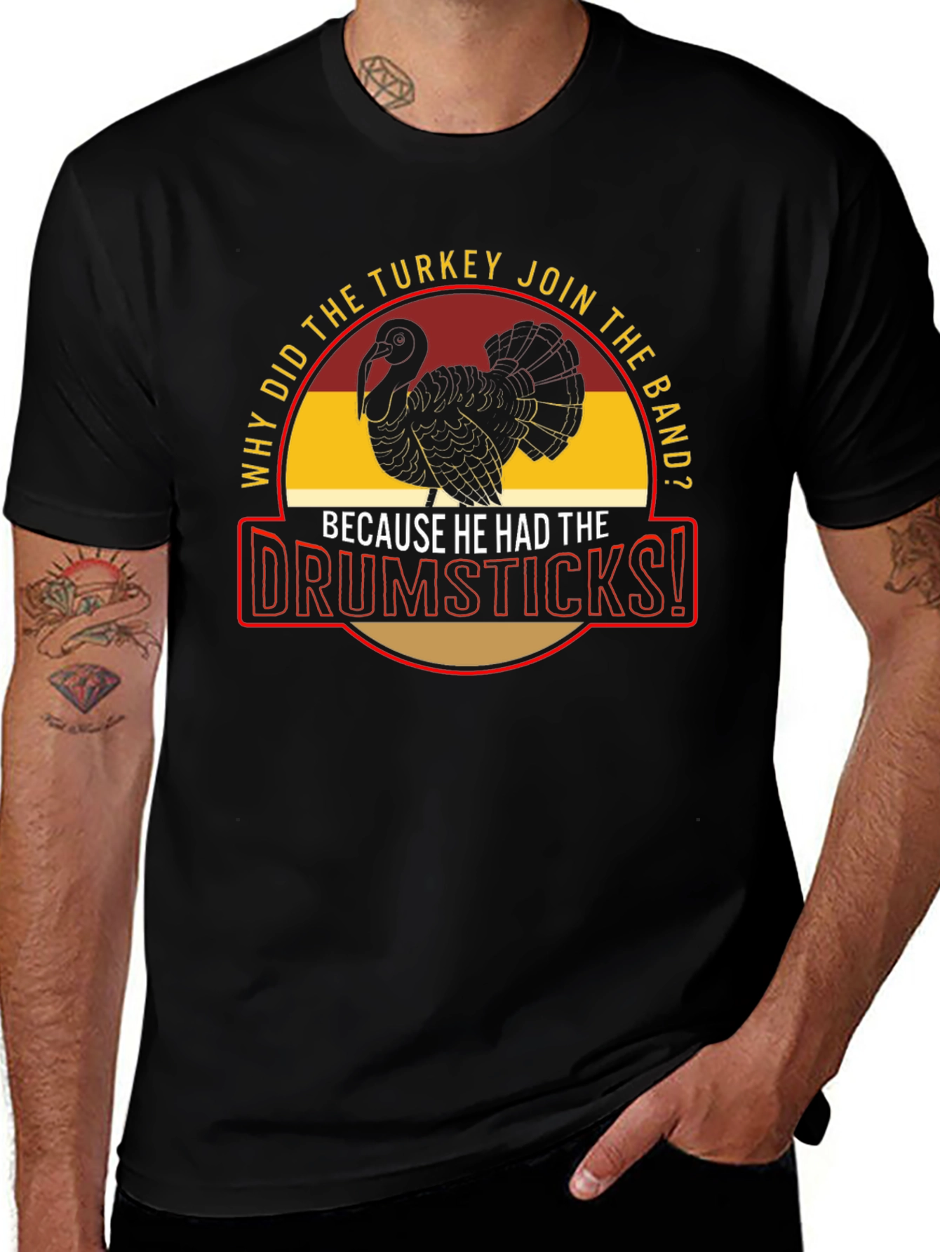 Variant 28 of Turkey Drumsticks Band Humor Graphic Tee