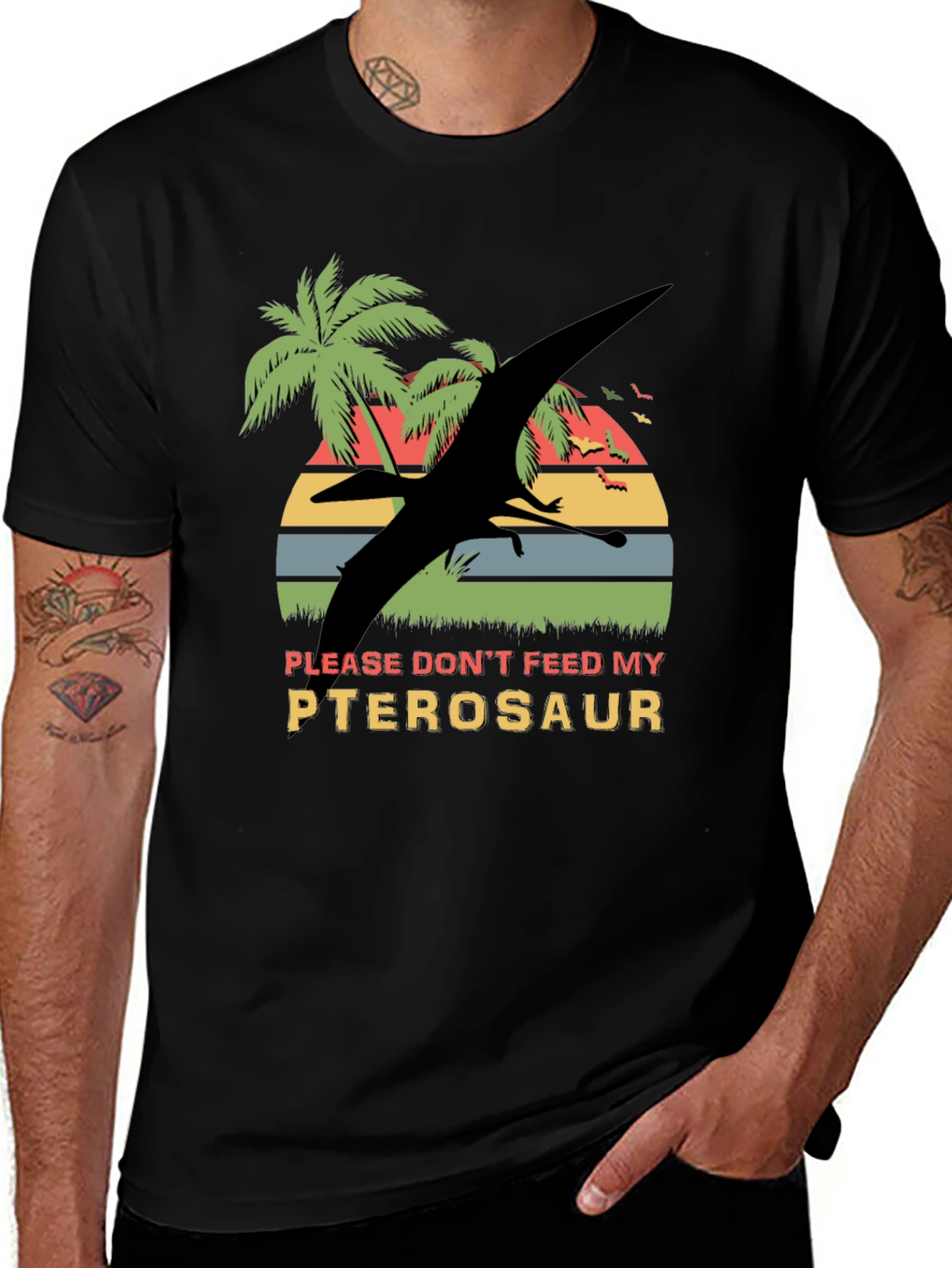 Pterosaur Graphic Tee - Don't Feed the Dino T-Shirt