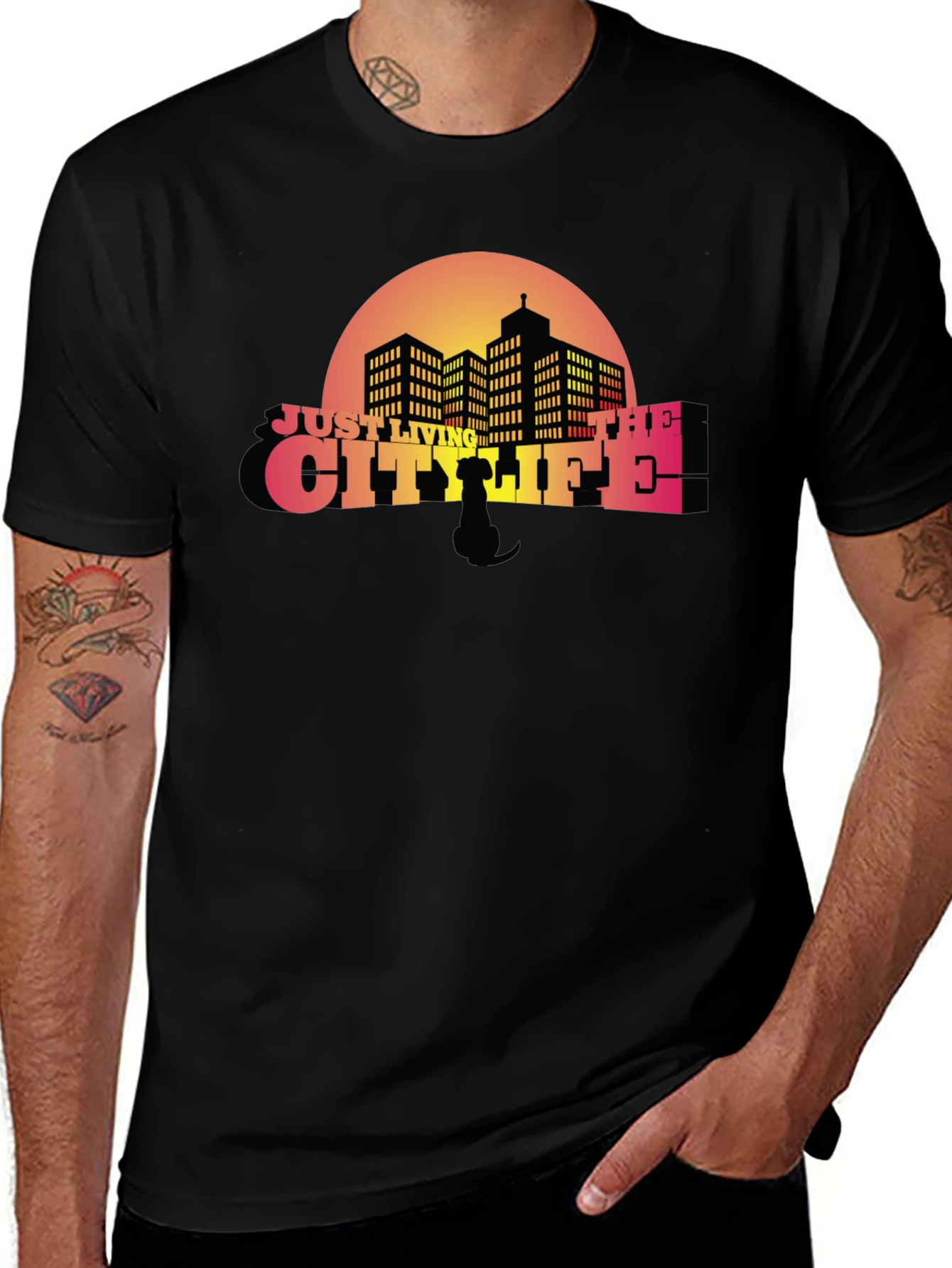 Variant 11 of Just Living the City Life Black Graphic Tee