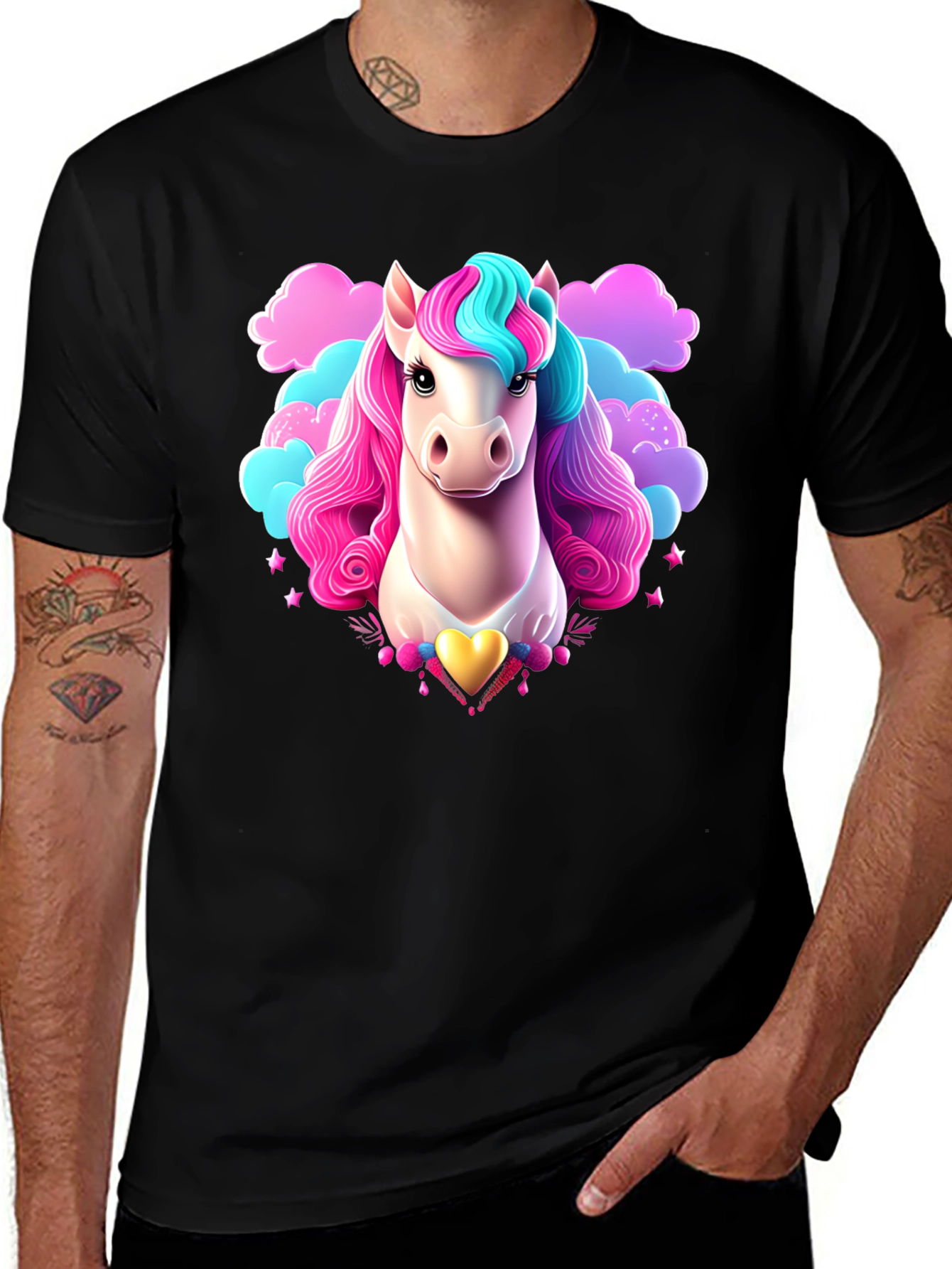 Variant 19 of Unicorn Graphic Tee - Black Cotton T-Shirt
