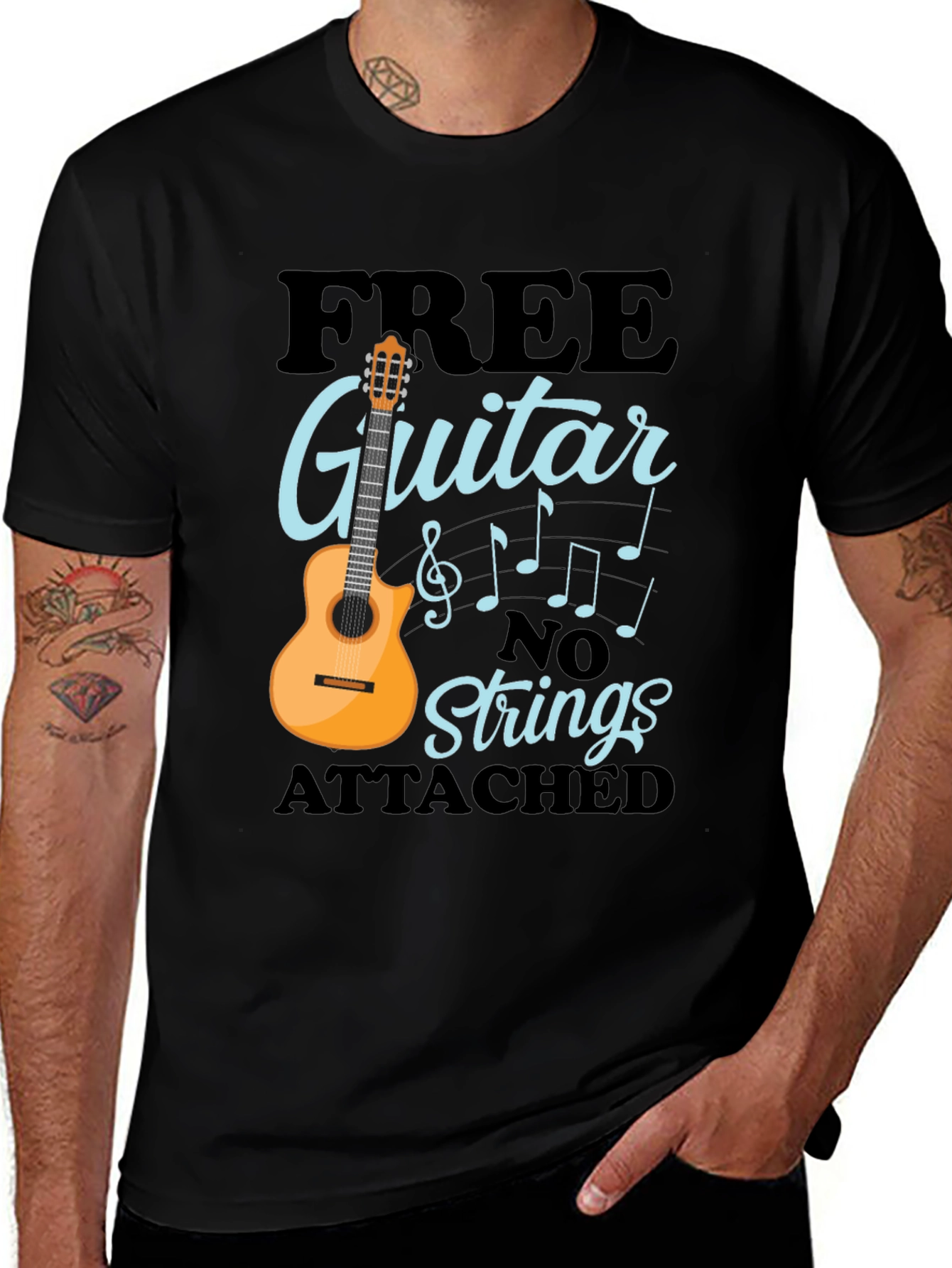 Variant 25 of Free Guitar No Strings Attached Funny Musician T-Shirt