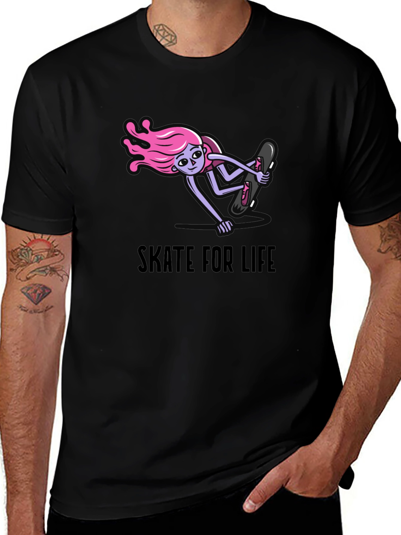 Variant 9 of Skate for Life Graphic Tee - Cool Black T-Shirt
