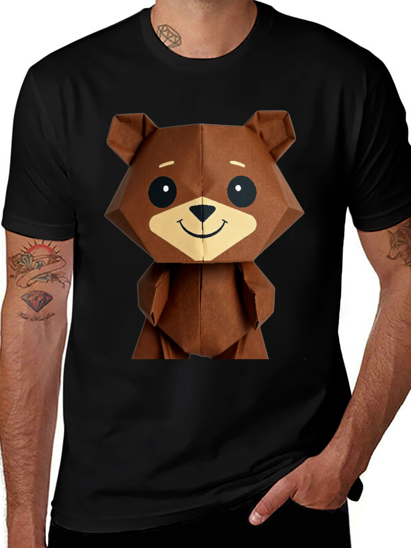 Geometric Bear Graphic Tee - Modern Streetwear