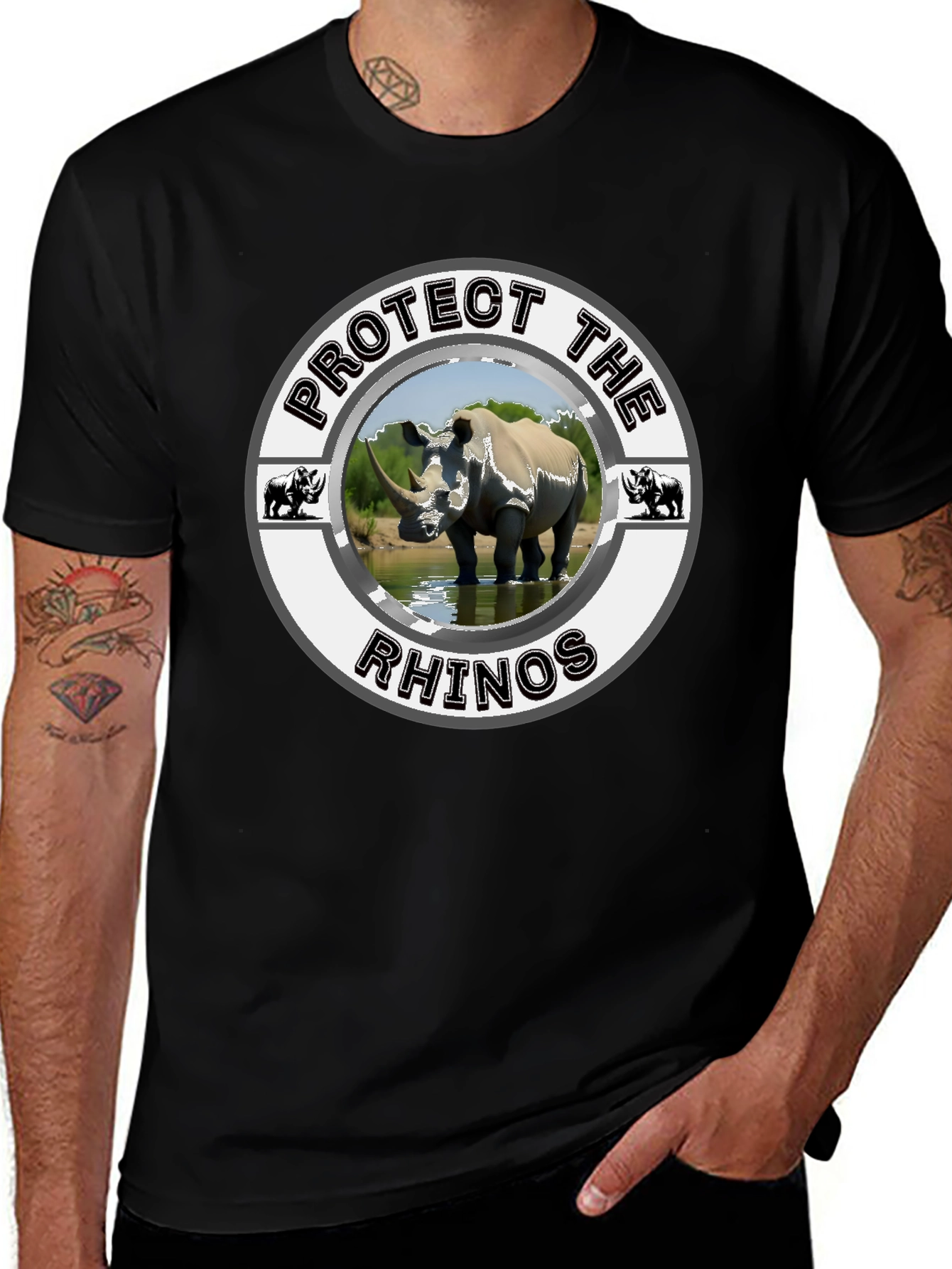 Protect the Rhinos Graphic T-Shirt - Black