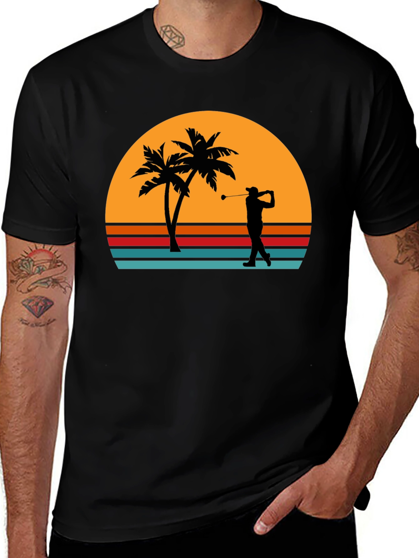 Variant 10 of Tropical Sunset Golfer T-Shirt