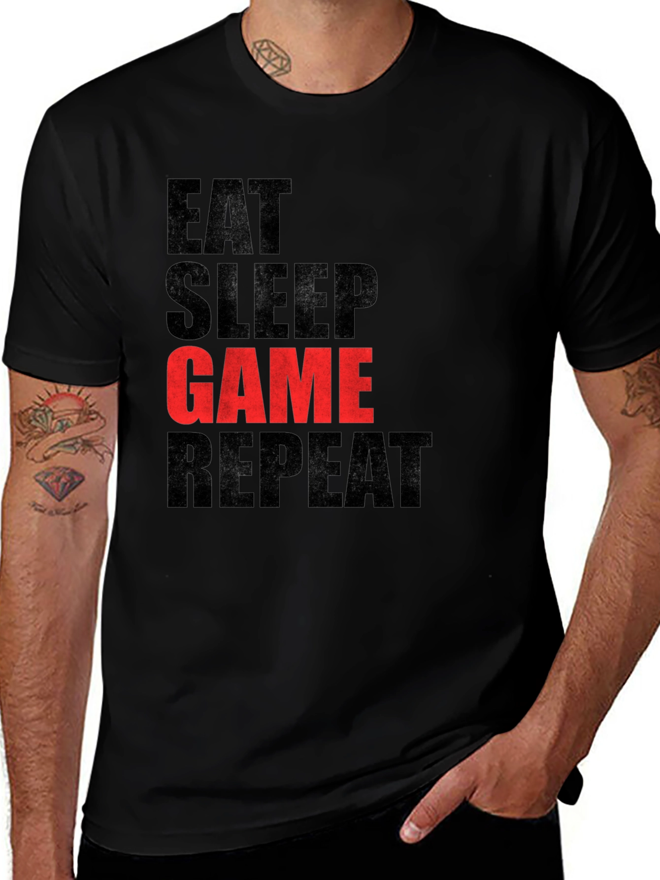 Eat Sleep Game Repeat Black T-Shirt