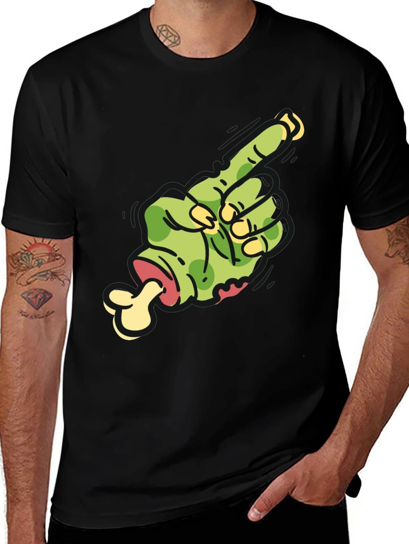 Variant 9 of Zombie Finger Graphic Tee - Pointing Horror T-Shirt