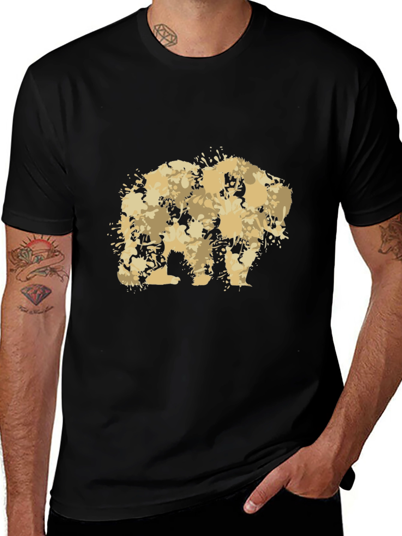 Variant 14 of Bear Graphic Print T-Shirt - Casual Men's Tee