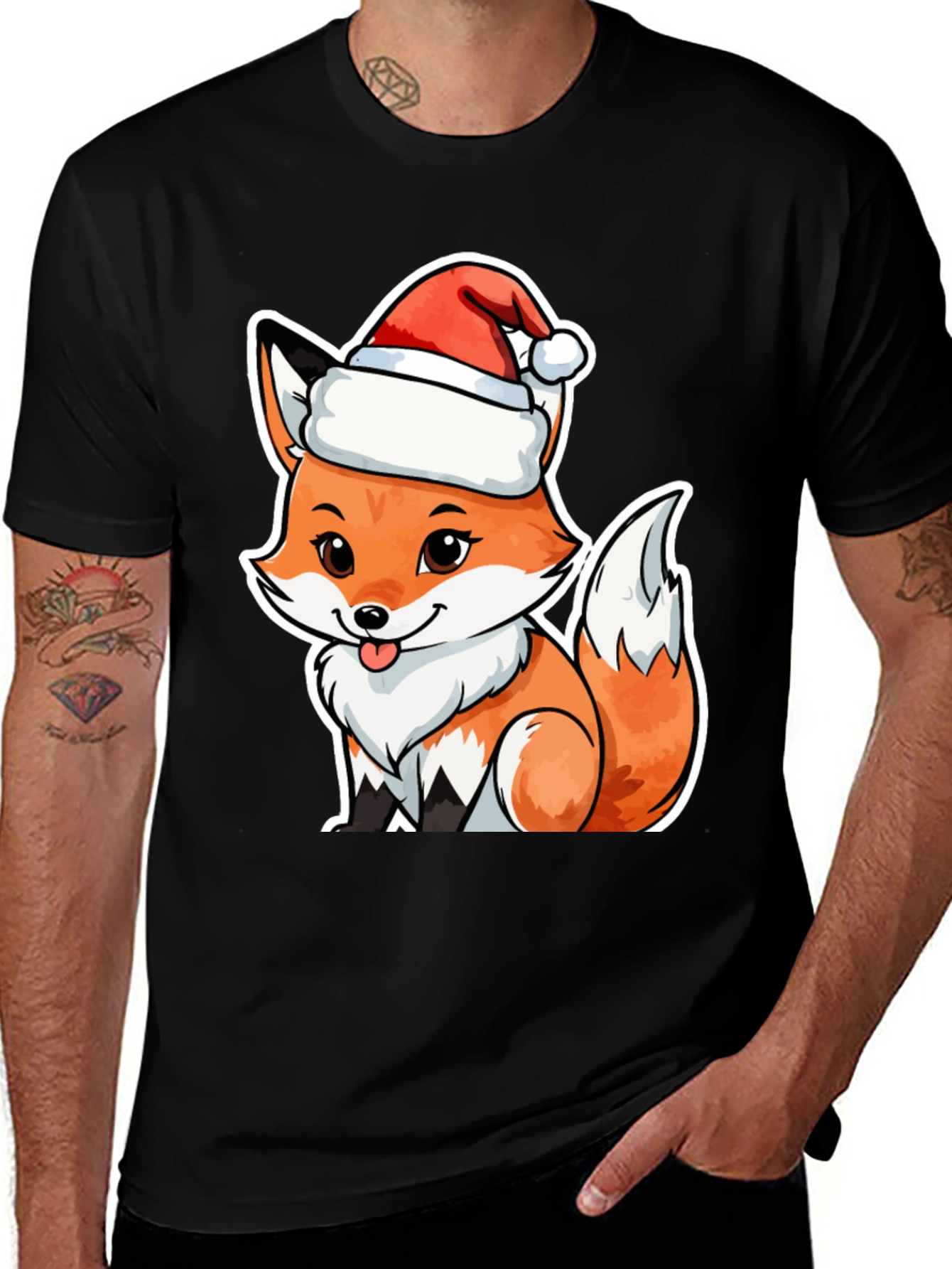 Variant 15 of Cute Fox in Santa Hat Graphic Tee