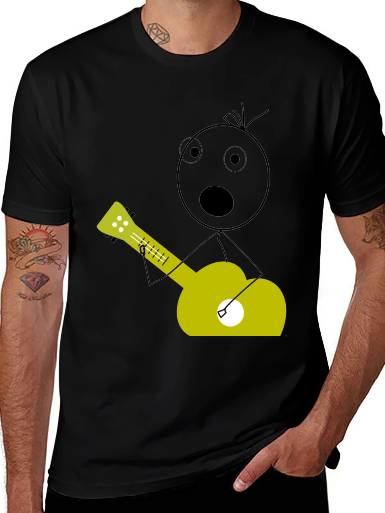Funny Musician Graphic Tee - Black