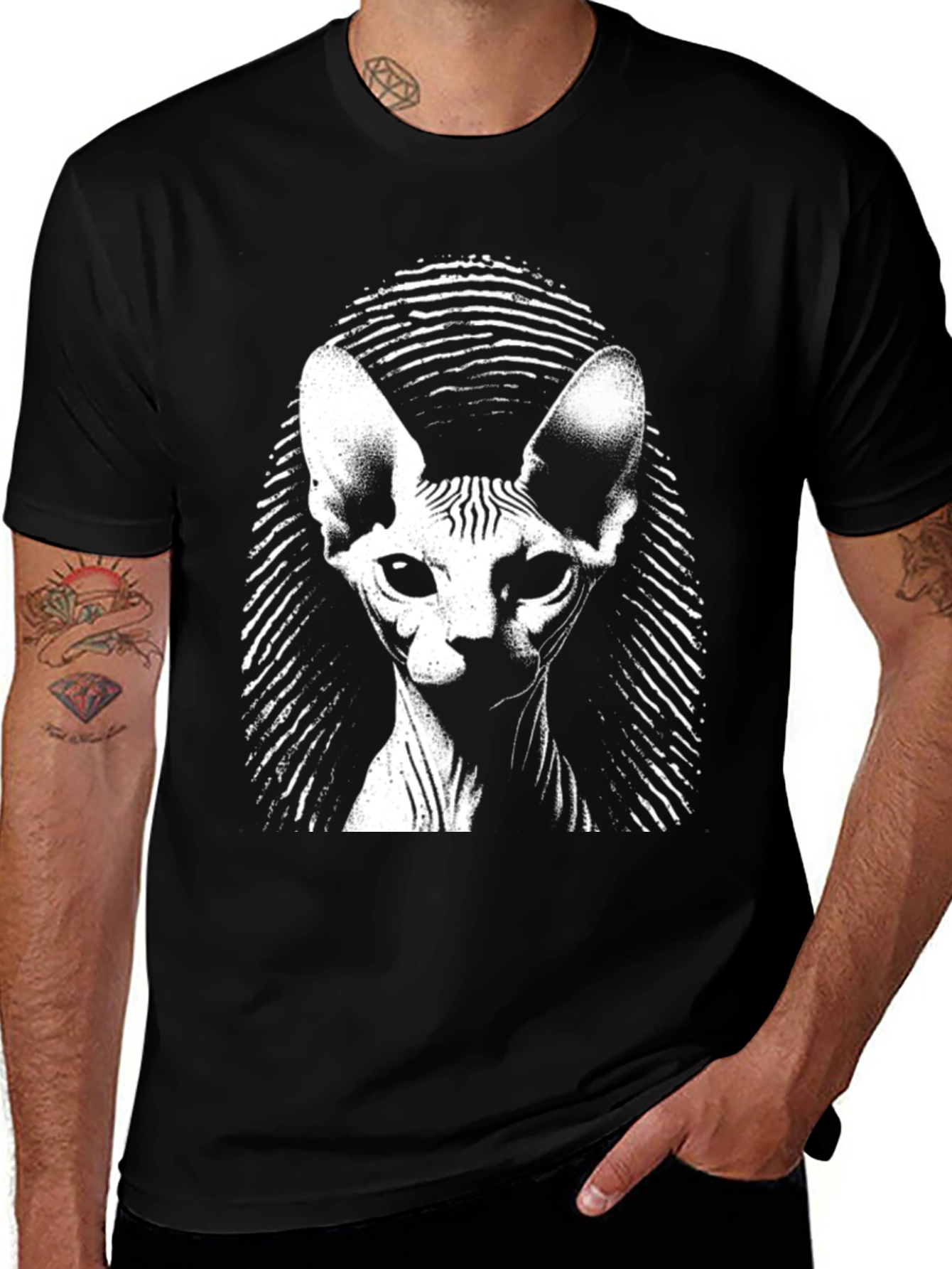 Variant 21 of Sphynx Cat Graphic Tee - Black