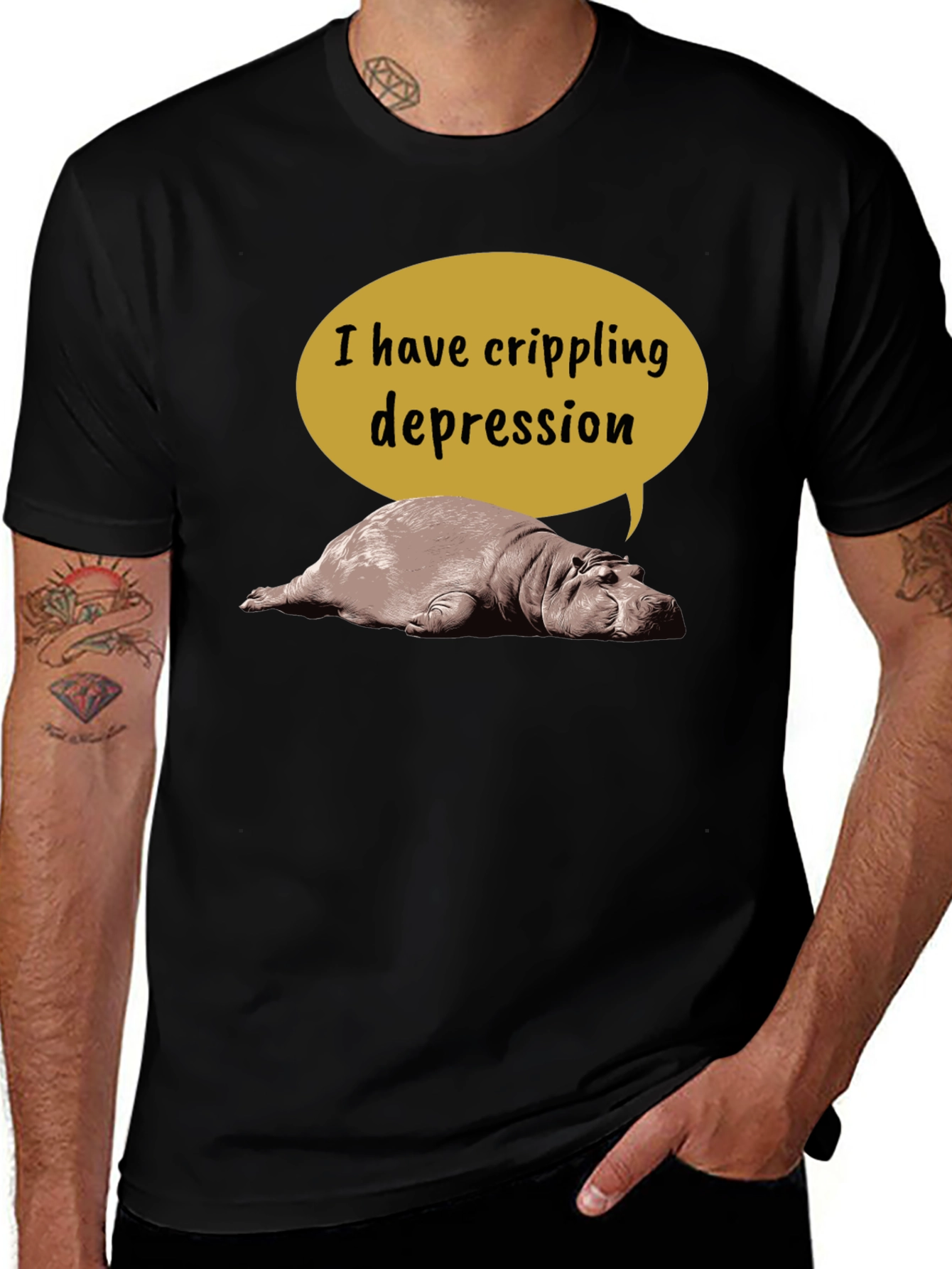 Crippling Depression Hippo T-Shirt - Funny Animal Tee