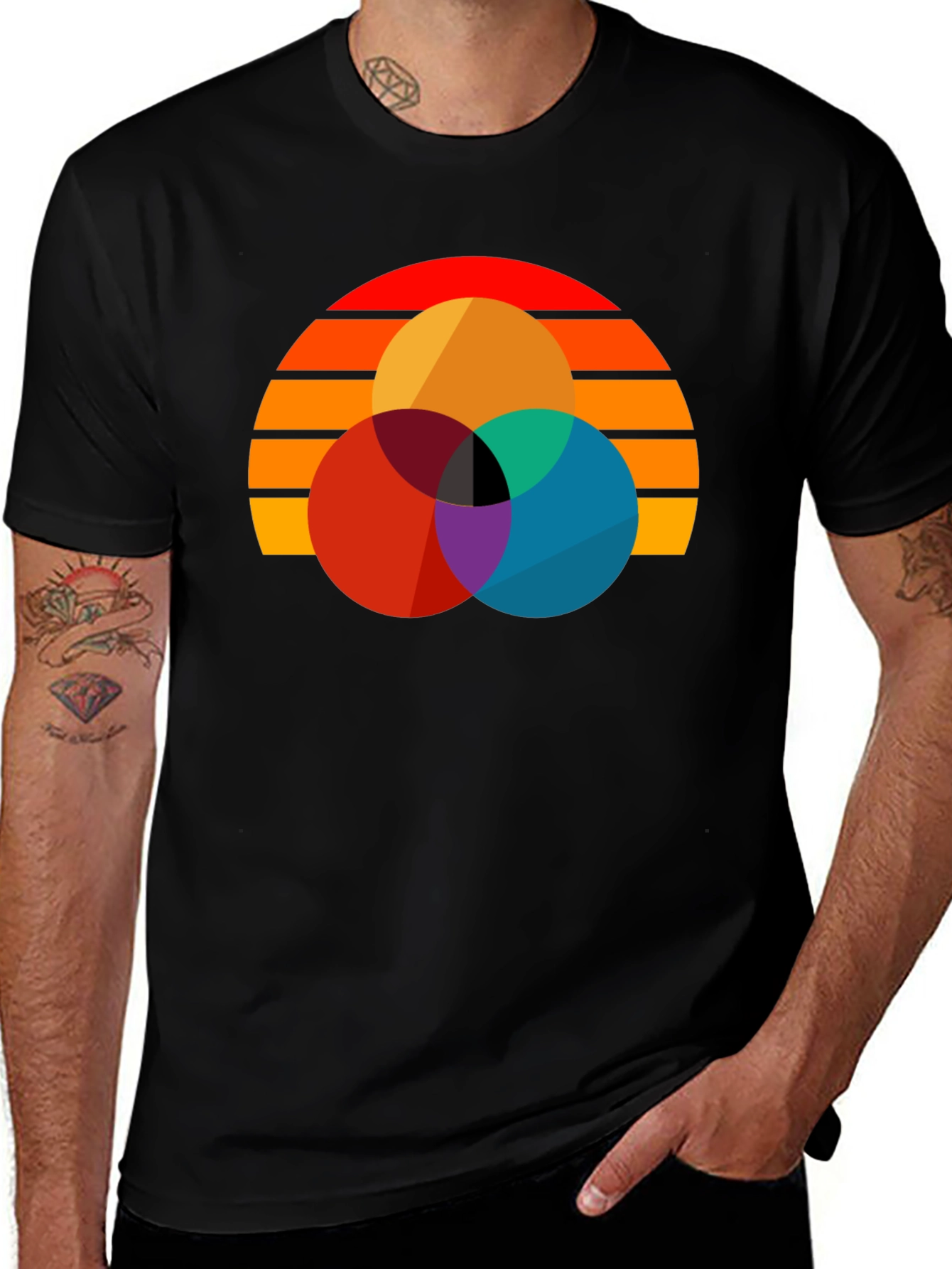 Variant 11 of Retro Color Circle Graphic Tee - Stylish Unisex T-Shirt