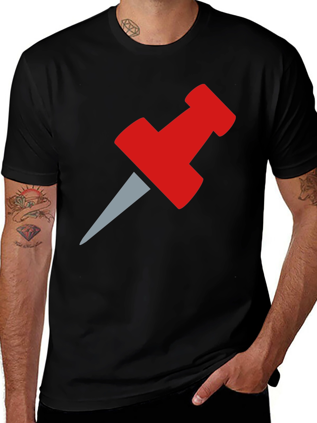 Variant 12 of Red Pin Graphic T-Shirt - Mens Casual Tee