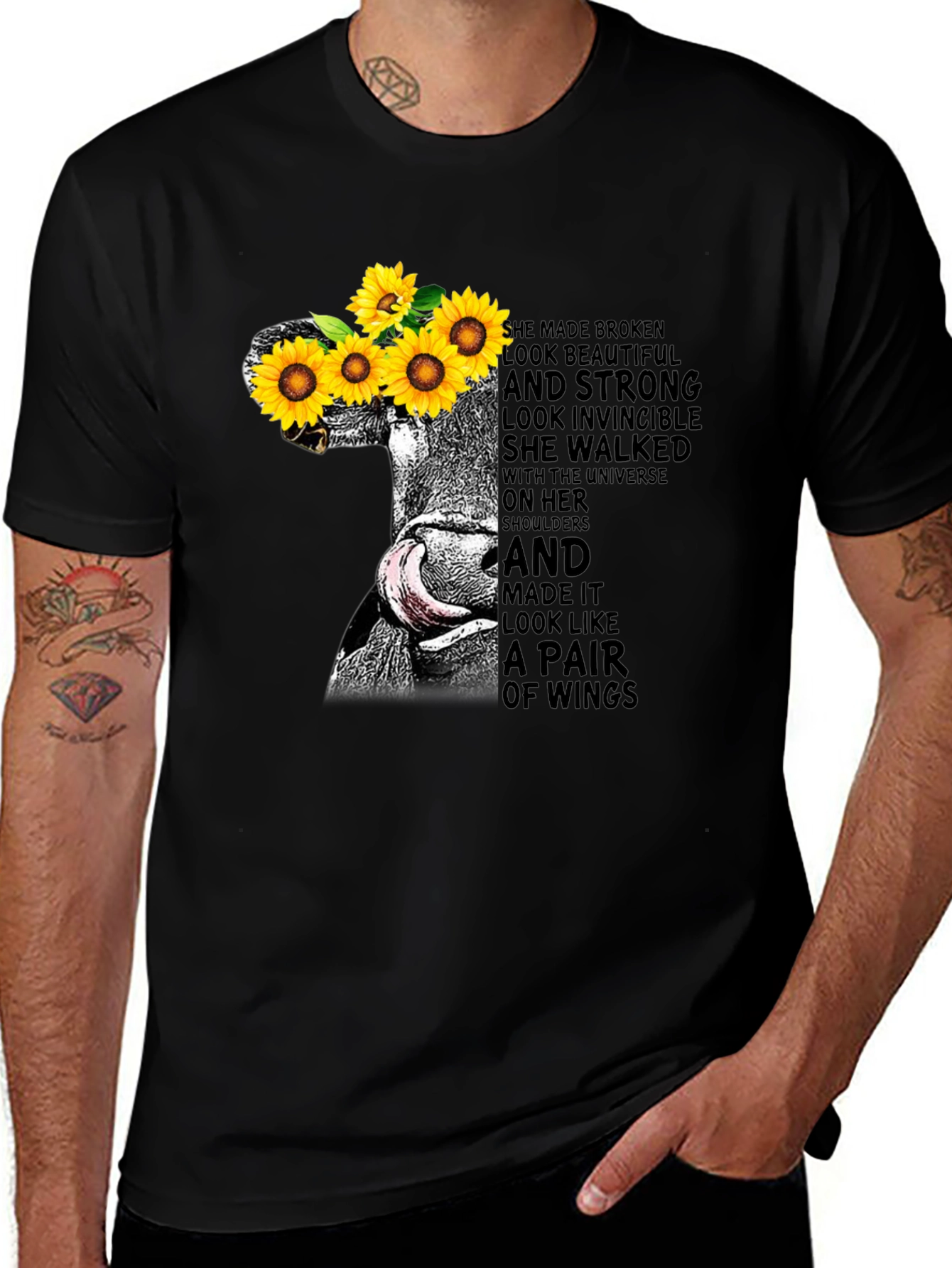 Variant 20 of Sunflower Cow Graphic Tee - Empowering Women's T-Shirt