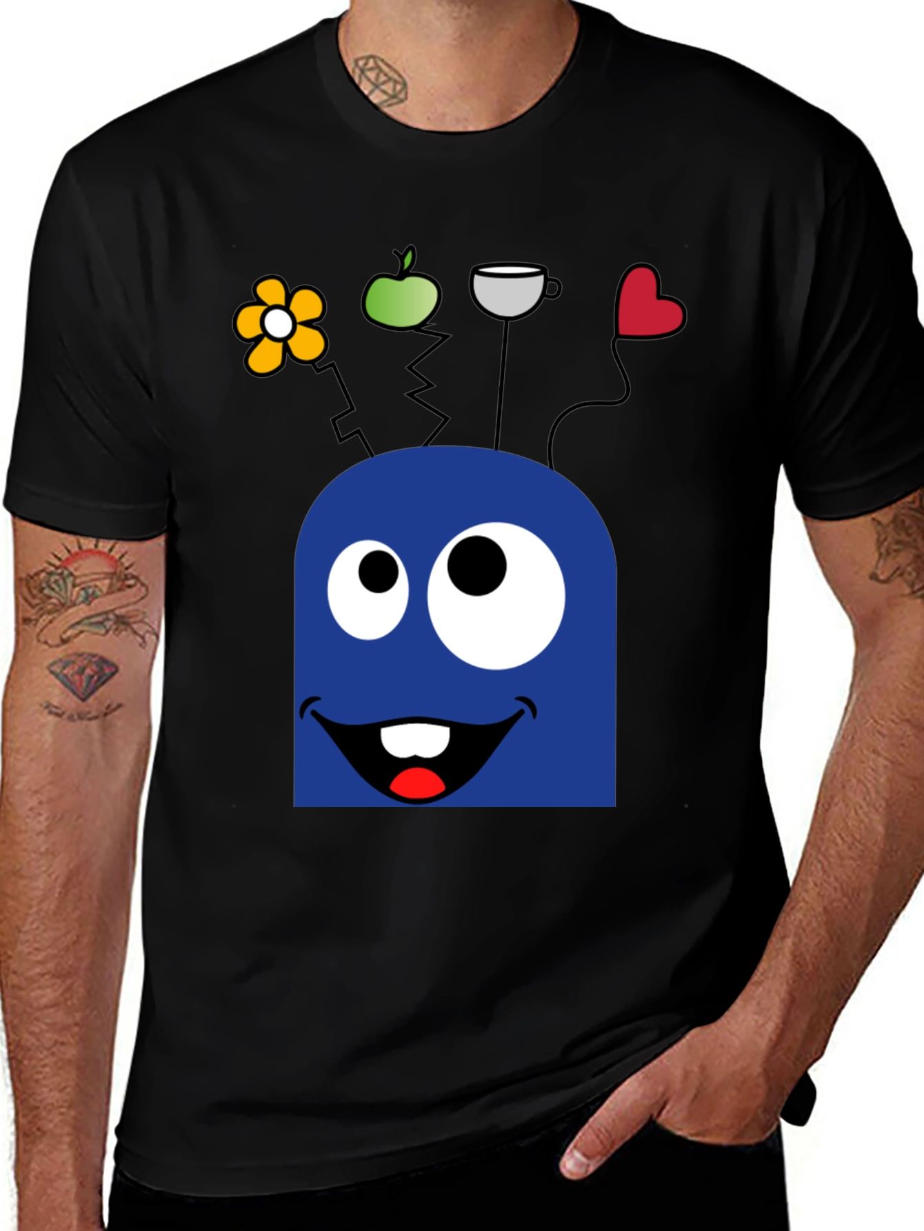 Variant 27 of Funny Cartoon Face Black T-Shirt