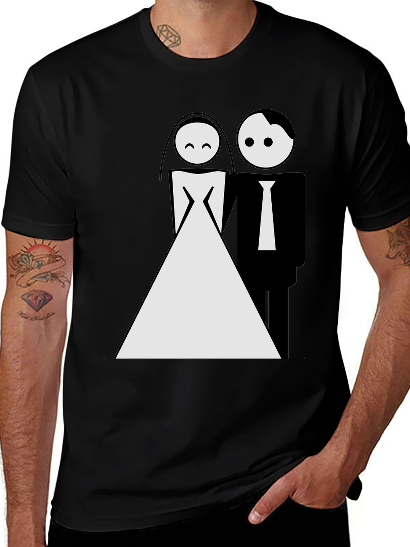 Variant 27 of Funny Wedding Couple Graphic Tee - Black