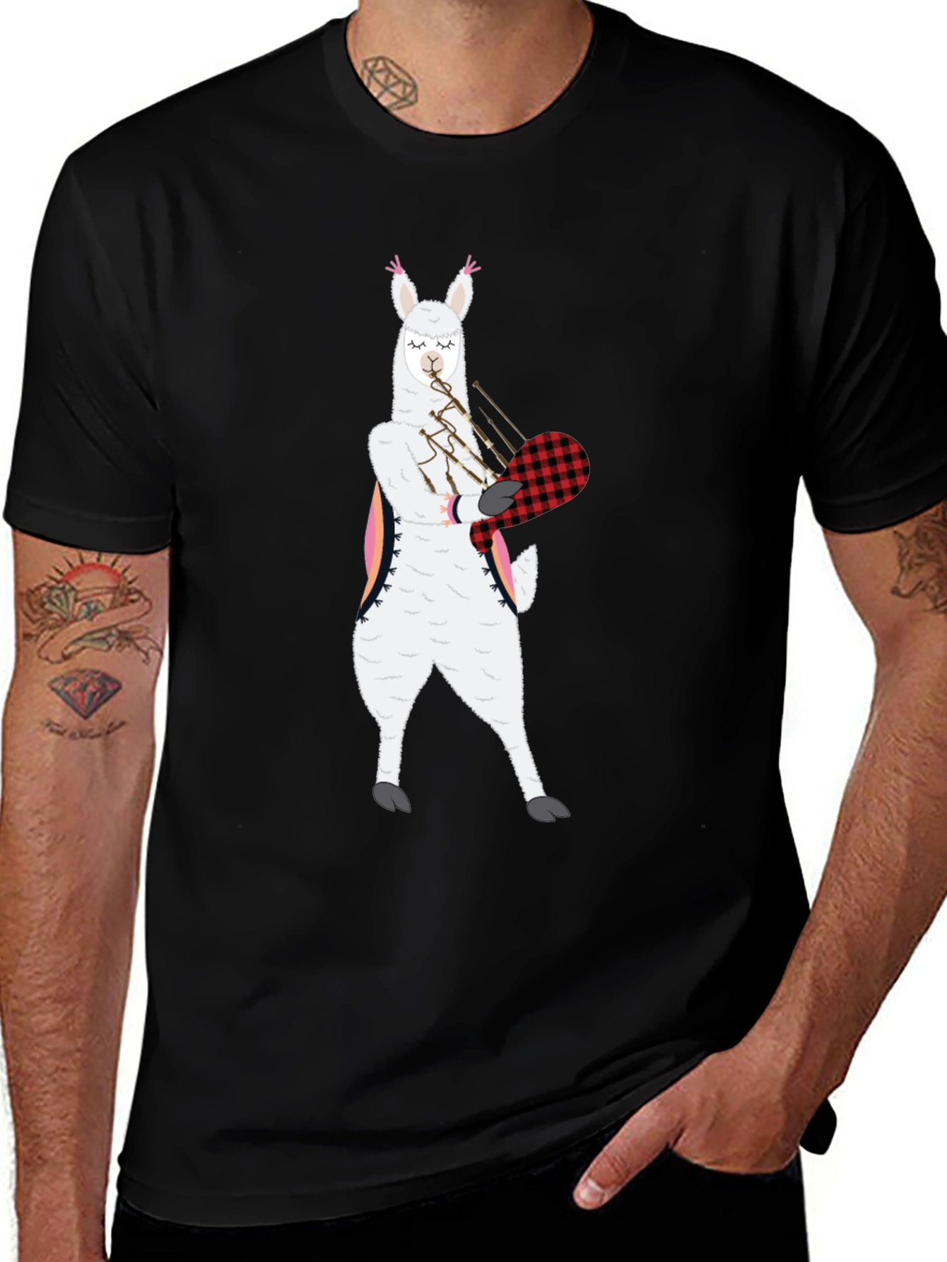 Variant 28 of Llama Bagpipe T-Shirt Funny Graphic Tee