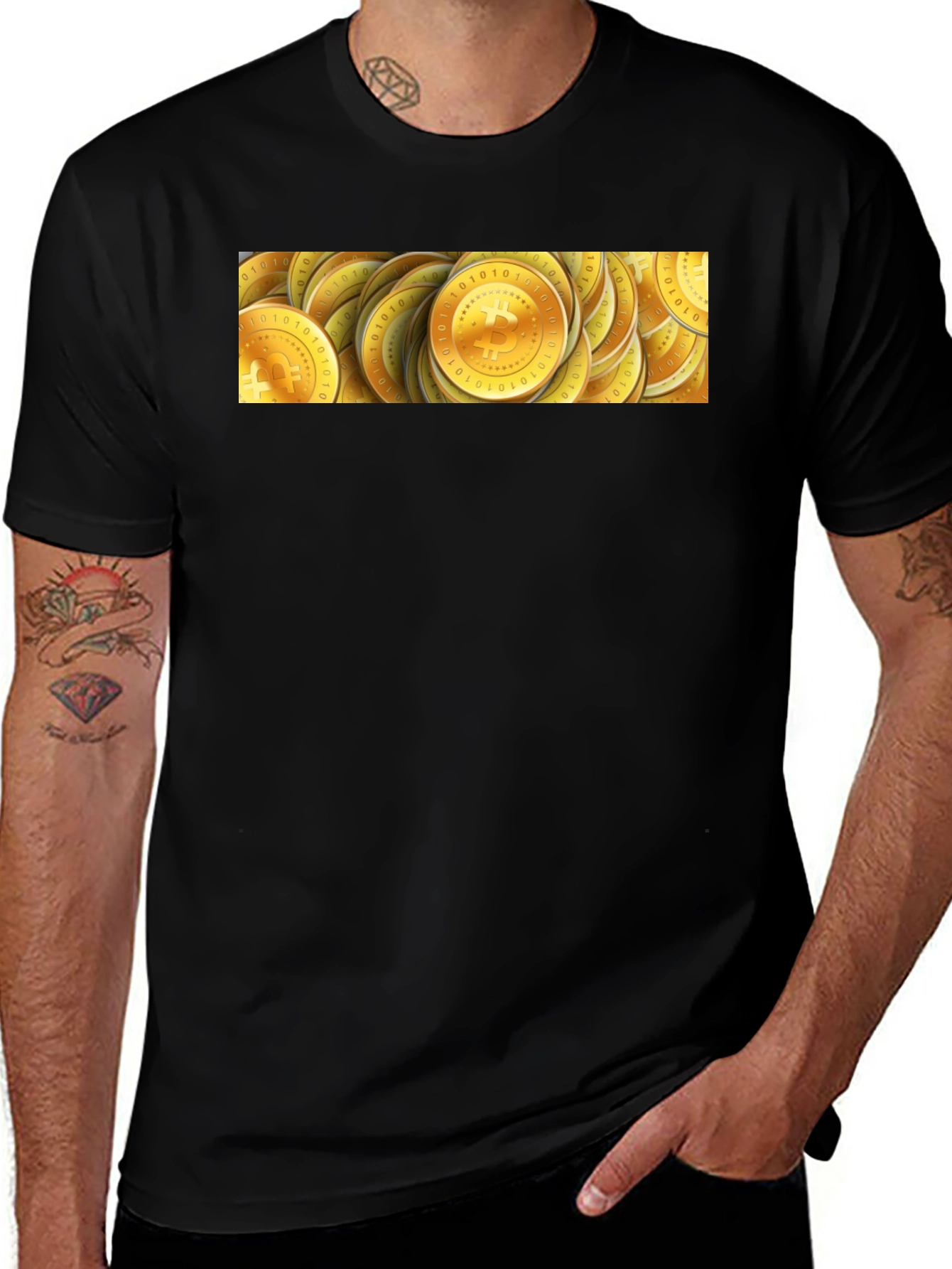 Bitcoin Gold Coin Graphic Black T-Shirt