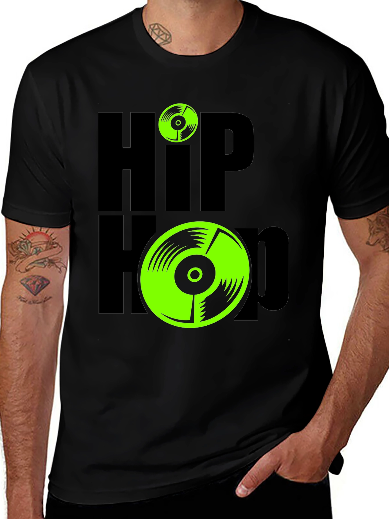 Variant 15 of Hip Hop Vinyl Record Graphic Tee - Black