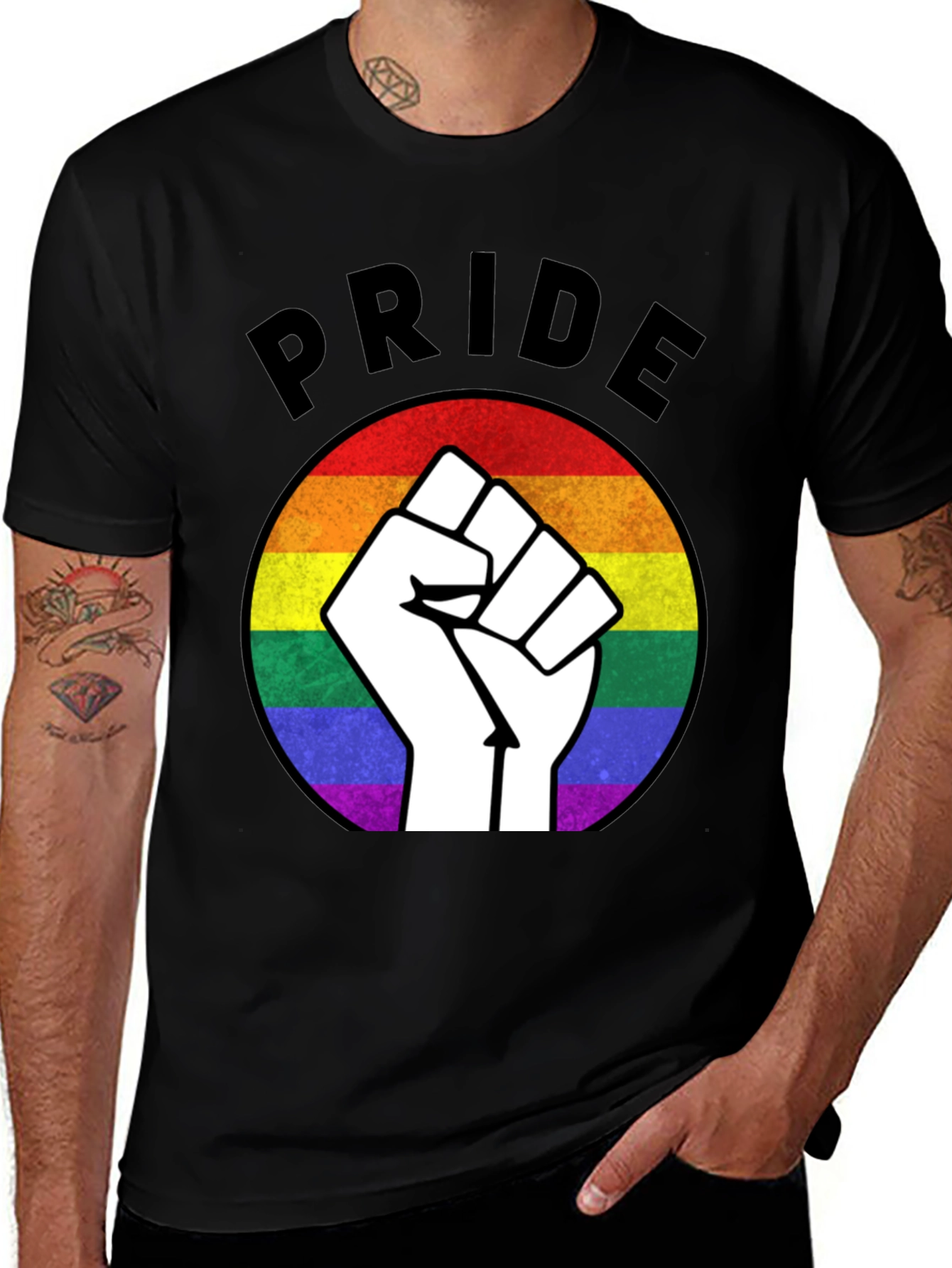 Variant 6 of Pride Fist Rainbow Graphic T-Shirt