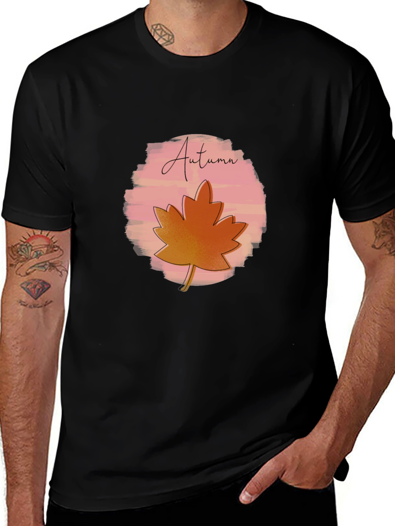 Variant 10 of Autumn Leaf Graphic Black T-Shirt