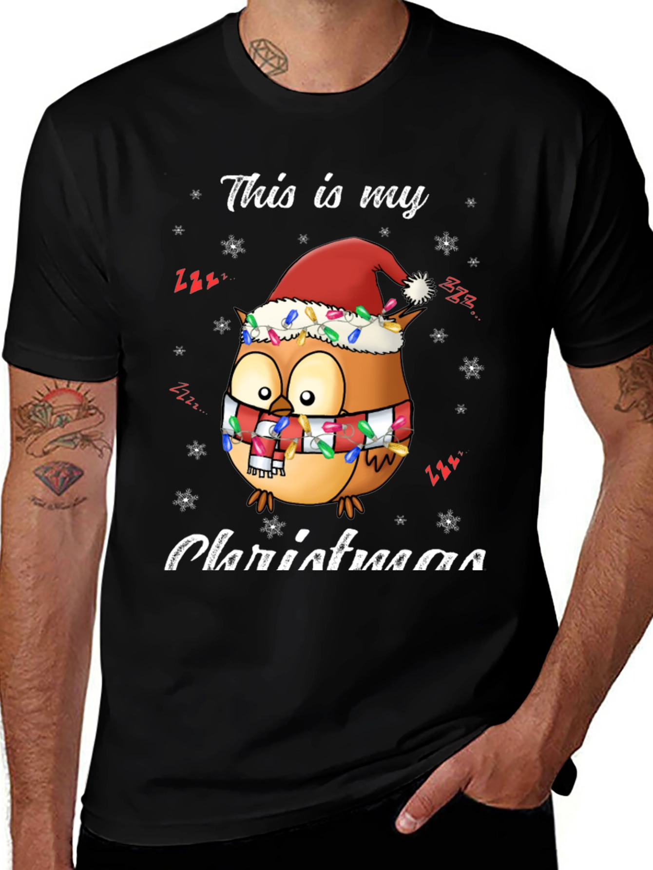 Variant 5 of Owl Christmas T-Shirt Festive Holiday Tee