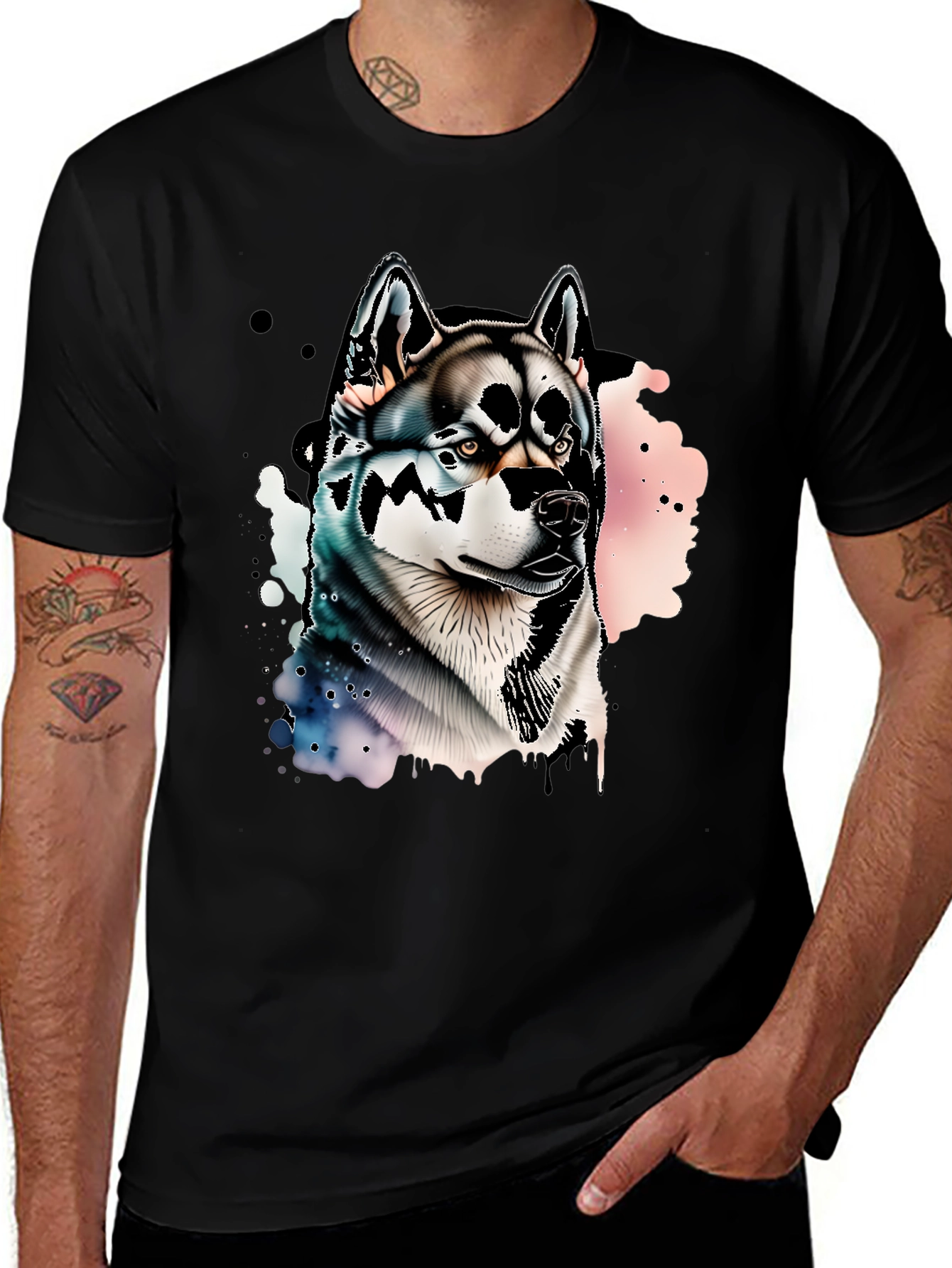 Variant 22 of Men's Black Husky Graphic Tee