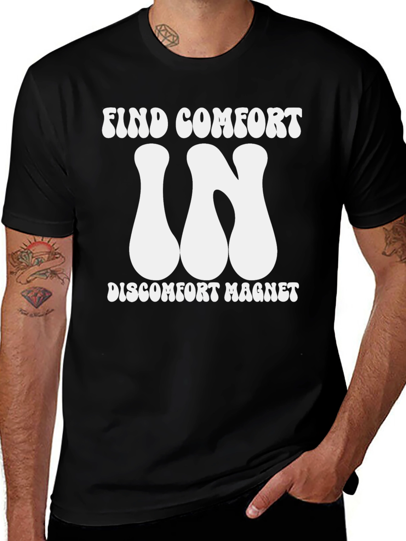 Variant 15 of Comfort Magnet Tee - Find Comfort In Discomfort Graphic Shirt