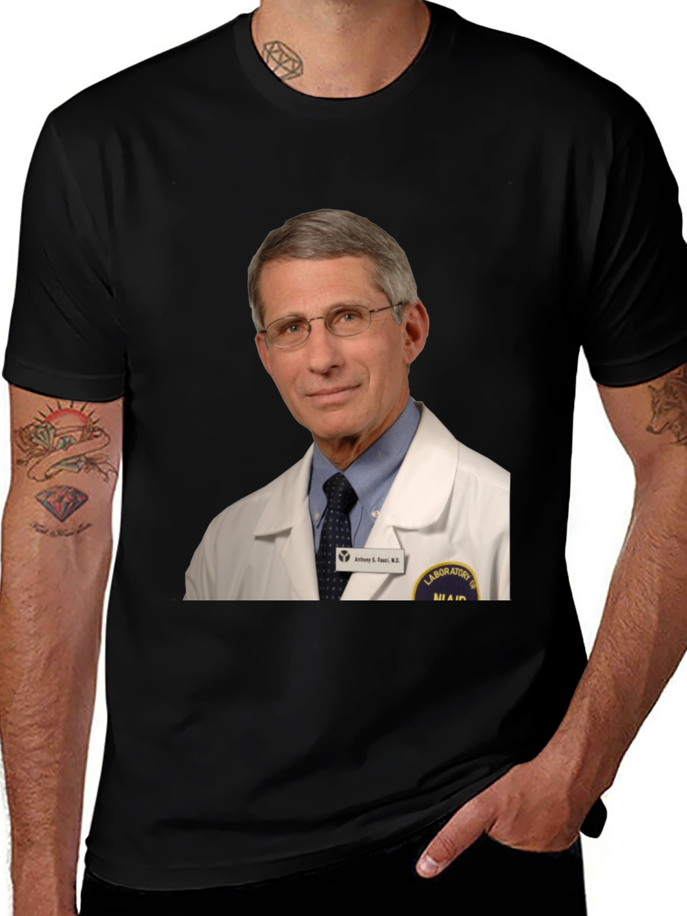 Fauci T-Shirt, MD, Lab Coat, Novelty Tee