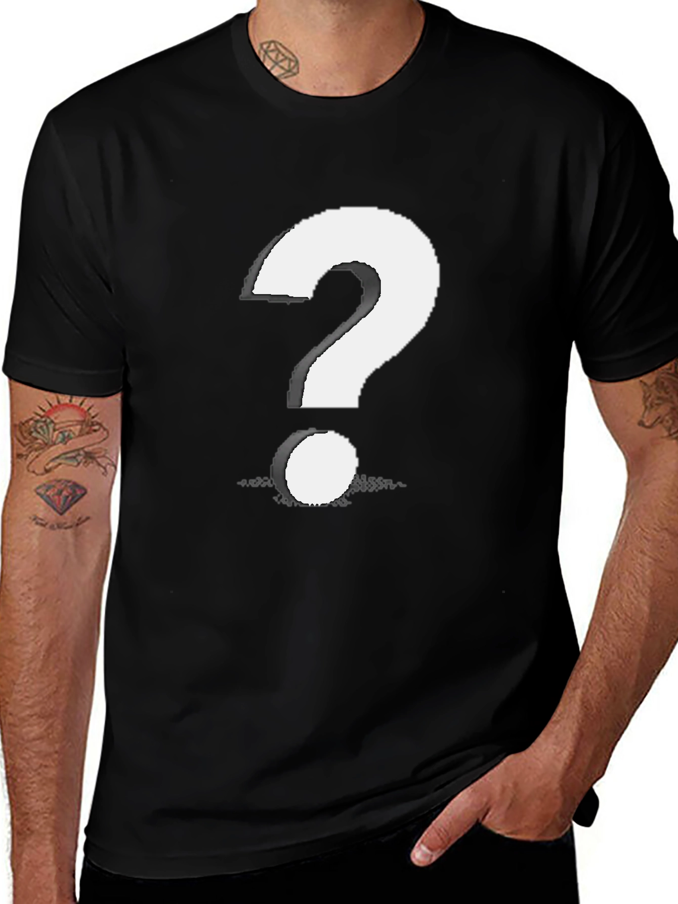 Variant 5 of Men's Black T-Shirt with Question Mark Graphic