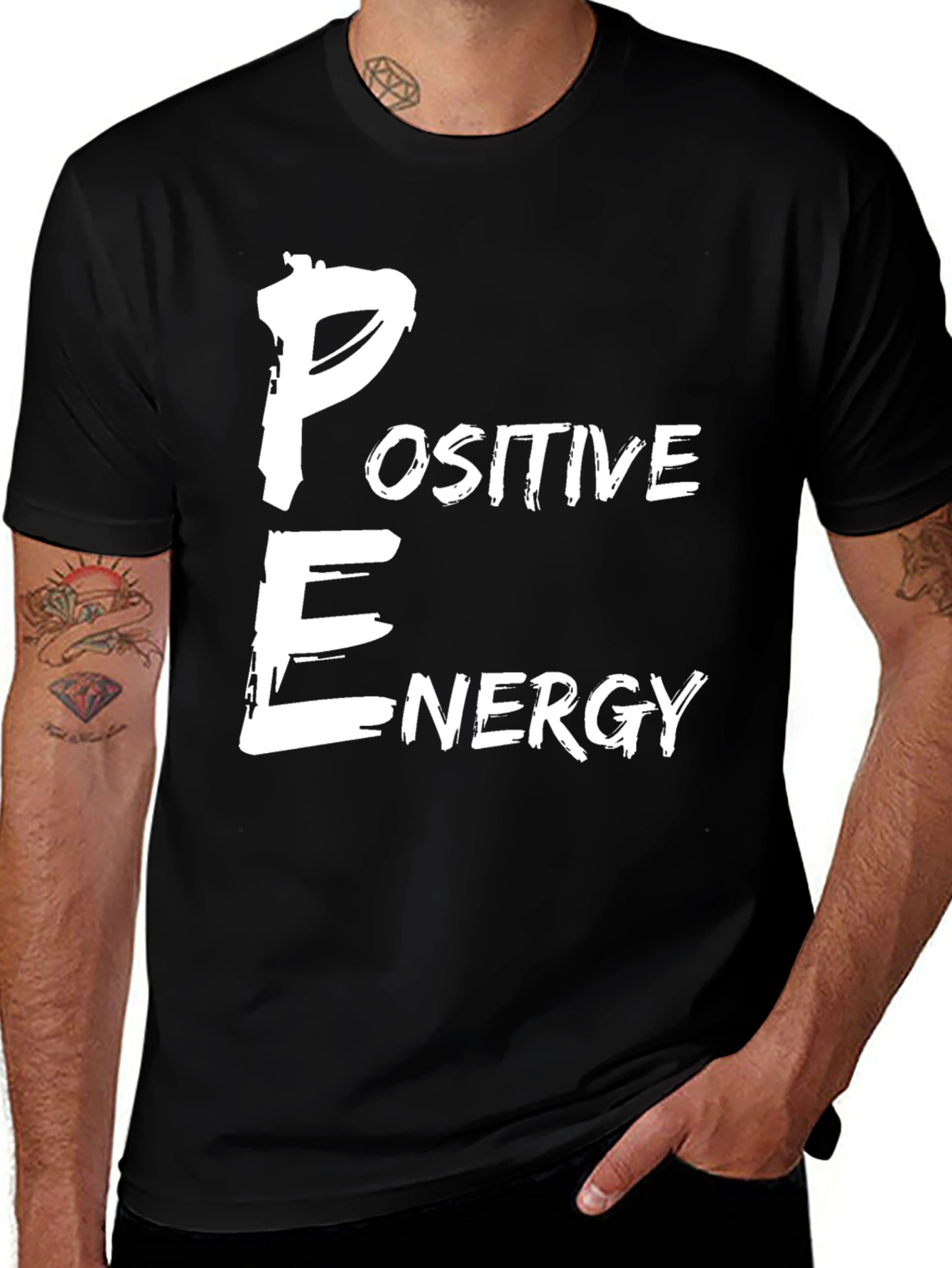 Variant 12 of Positive Energy Graphic Print Black T-Shirt