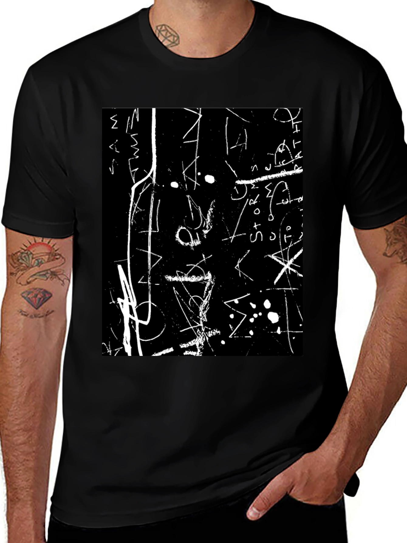 Abstract Graphic Print Black T-Shirt