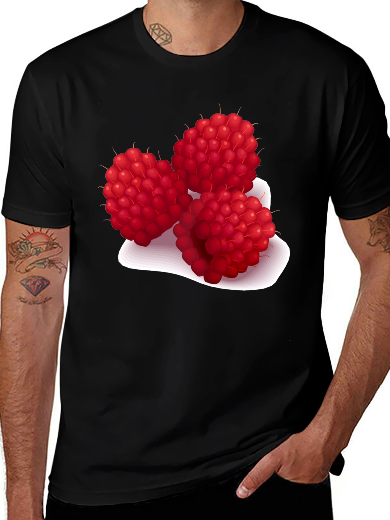 Variant 20 of Raspberry Graphic Tee - Stylish Fruit Design