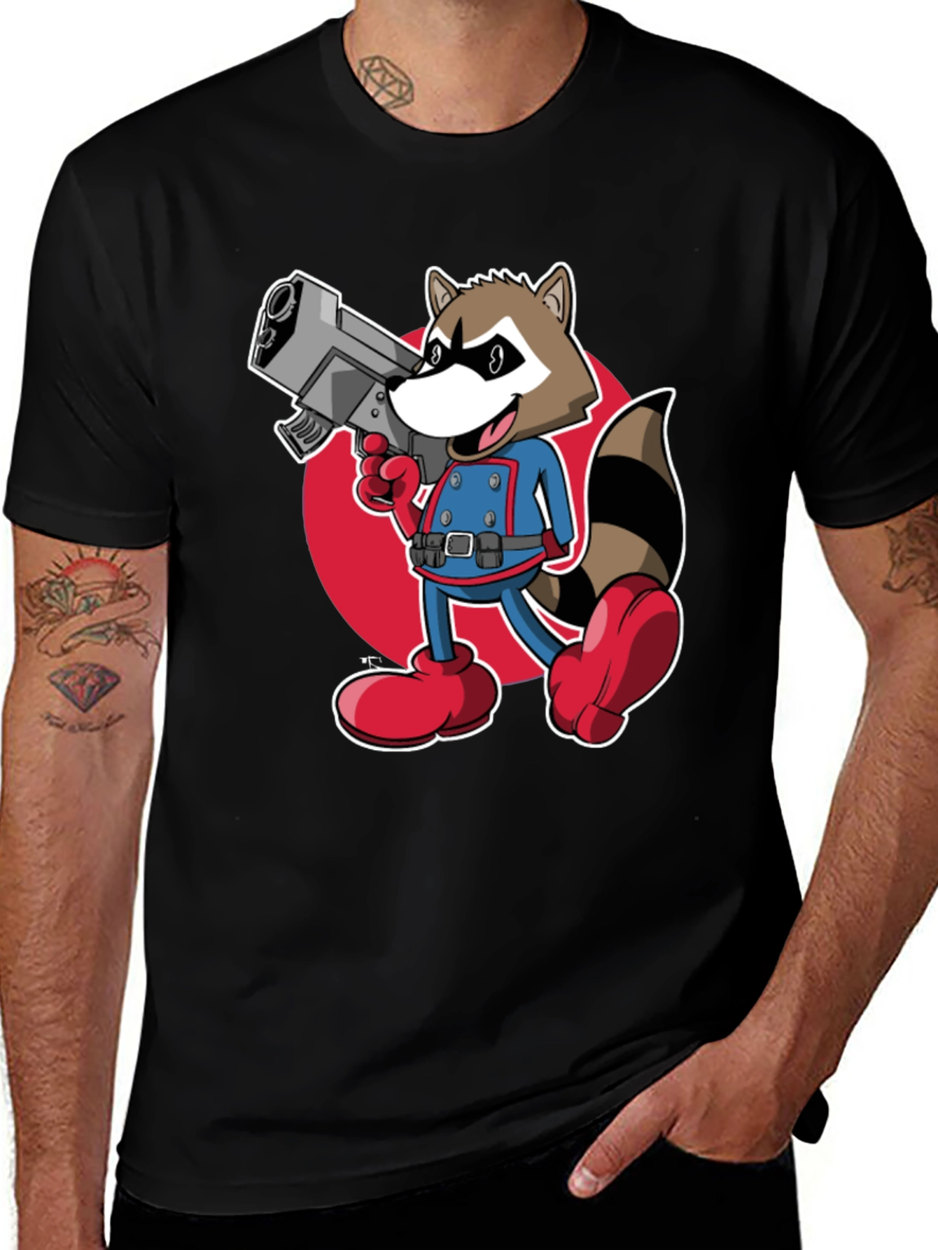 Variant 4 of Raccoon Character Graphic Print T-Shirt