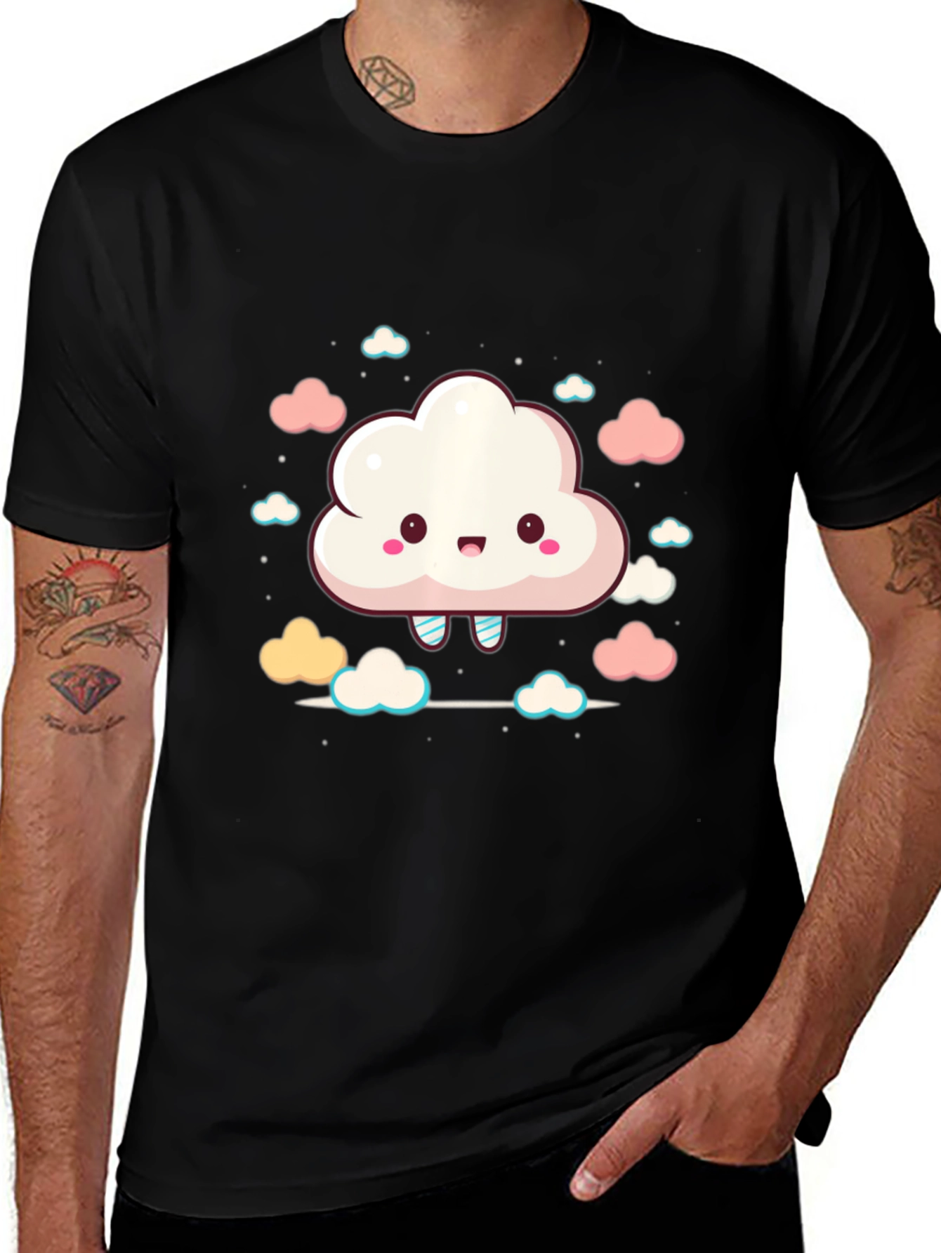 Variant 3 of Cute Cloud Graphic Black T-Shirt