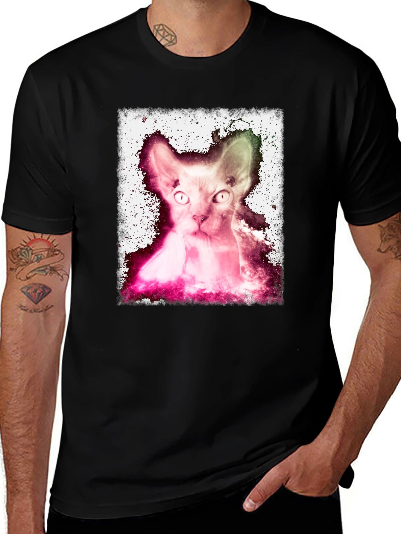 Variant 16 of Cosmic Sphynx Cat T-Shirt - Unique Graphic Tee