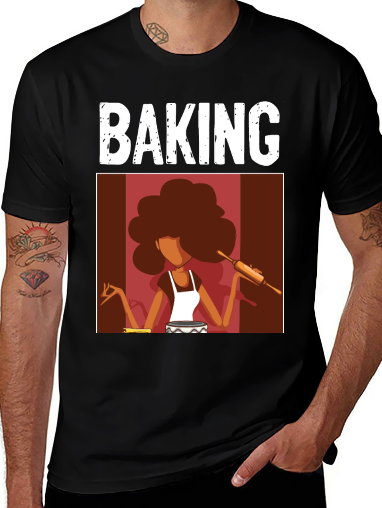 Variant 11 of Baking T-Shirt - Afro Baker Design