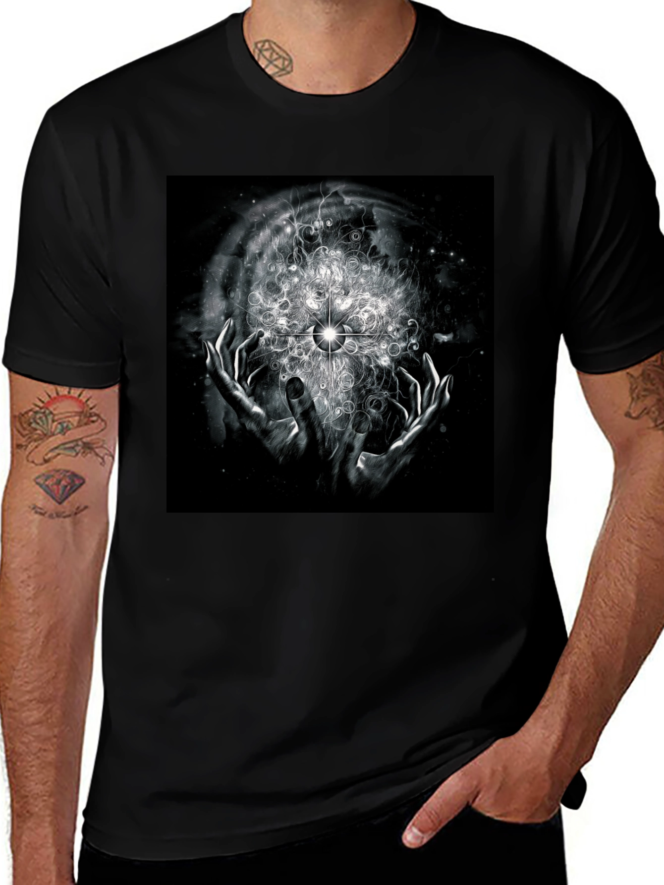 Variant 13 of Esoteric Hands T-Shirt - Cosmic Energy Design